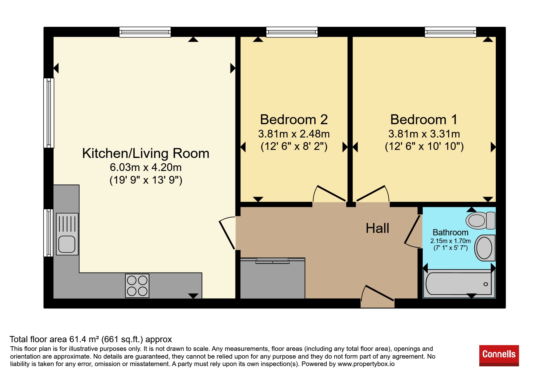 Flat 2, Block A, 10 Landing Lights, Bristol floorplan