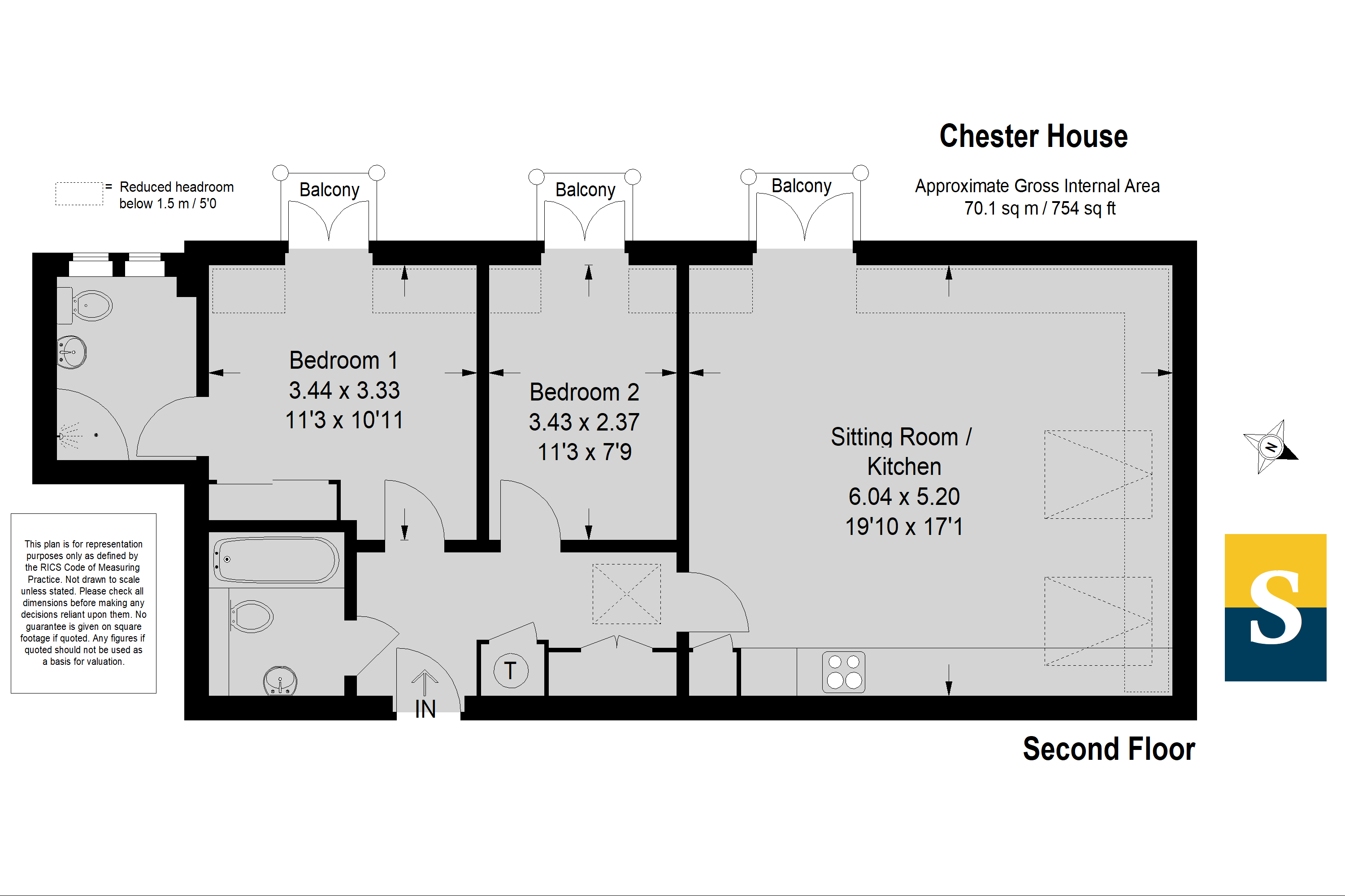The Penthouse, 9, Chester House, Godalming floorplan
