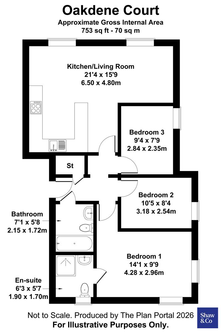 Flat 12, Oakdene Court, 337, Hanworth Road, Hampton floorplan