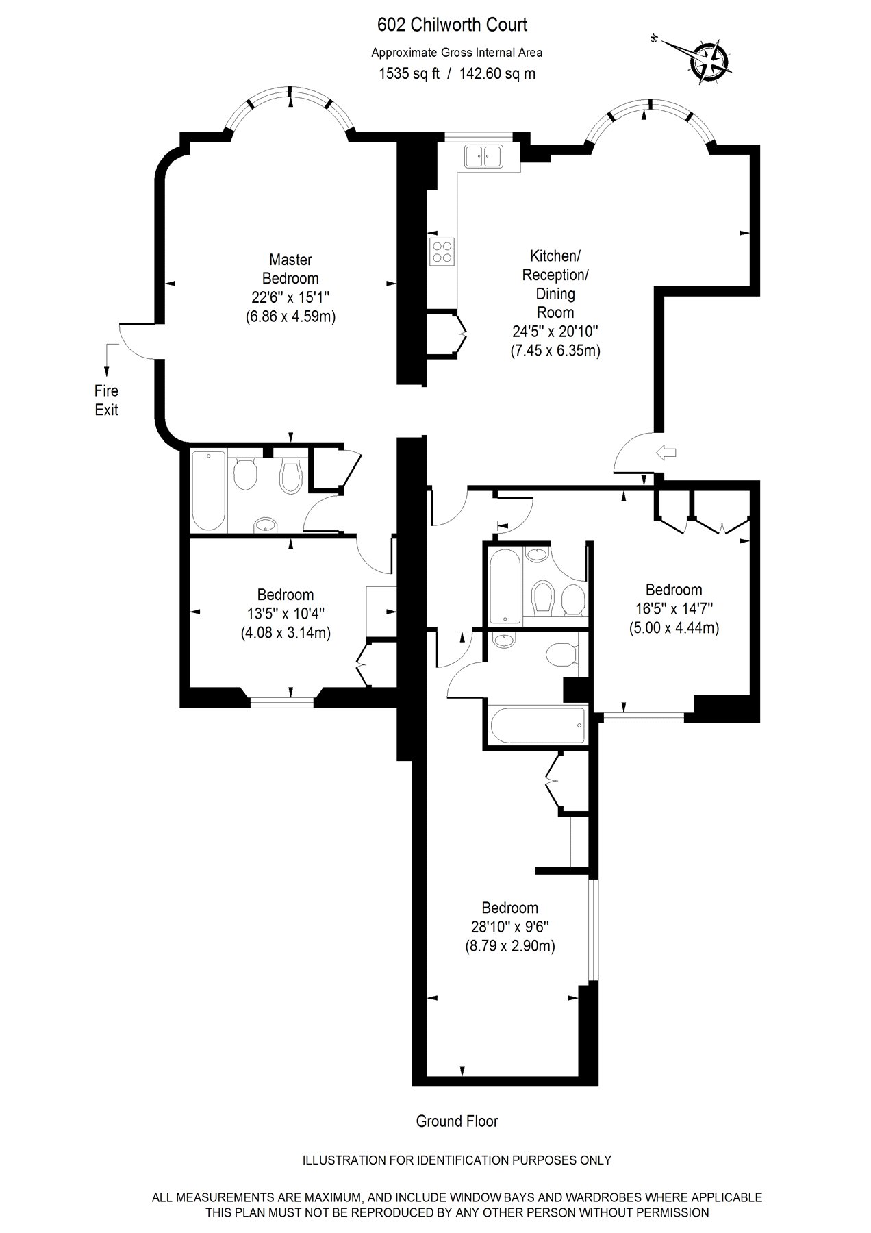 602, Chilworth Court, London floorplan