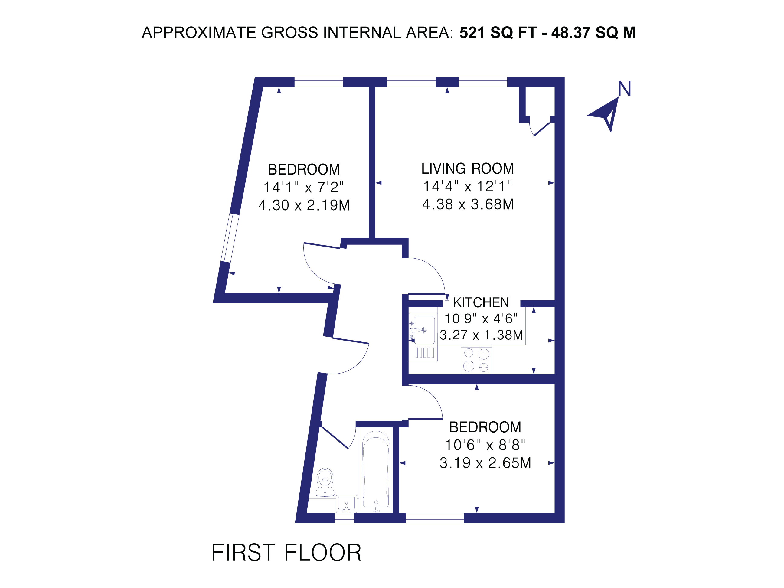 First Floor Flat, 65b, Weston Park, London floorplan