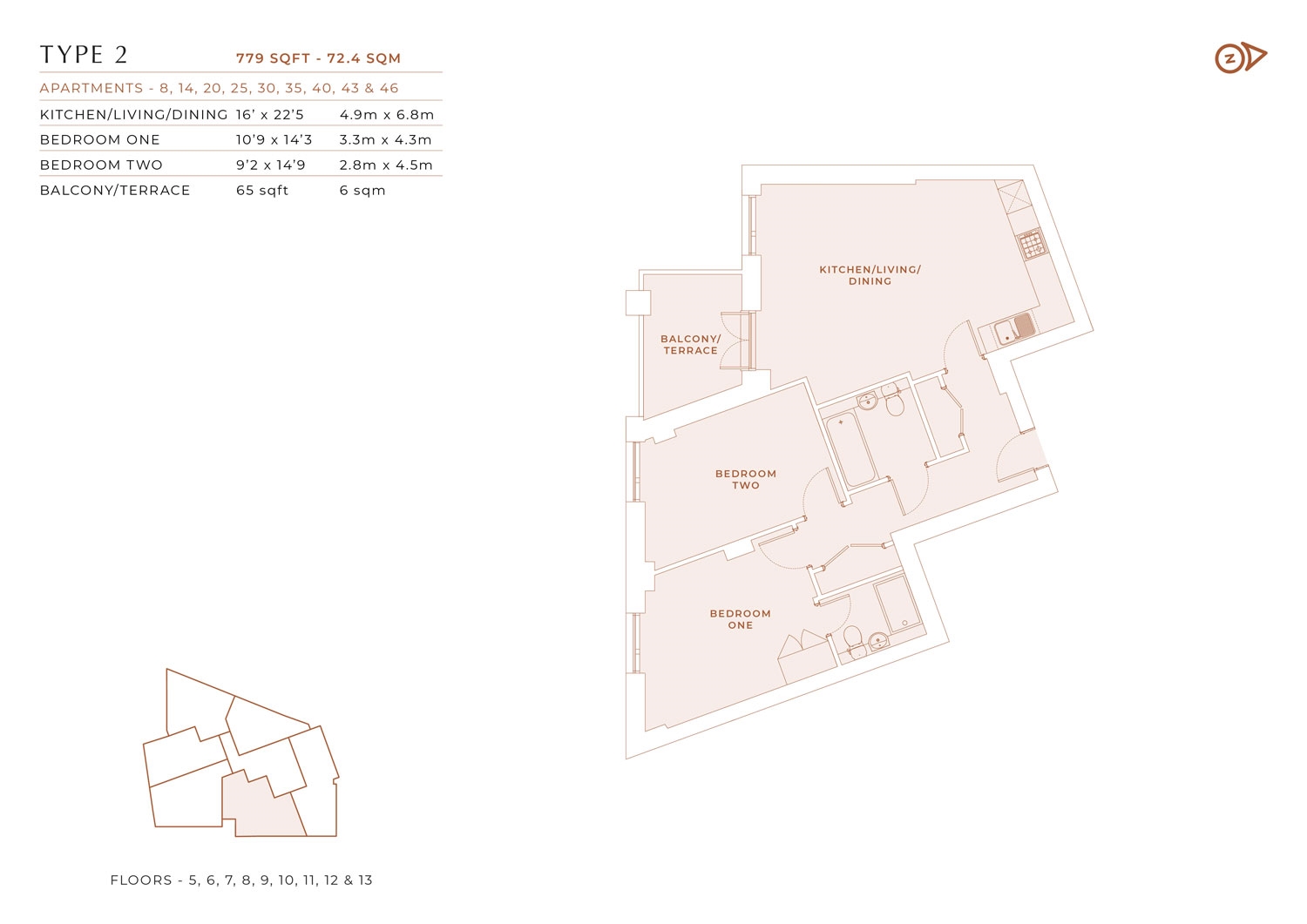 Flat 43, Perigon Heights, St. Marks Road, Bromley floorplan