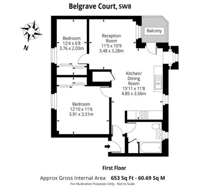 2 Bedrooms Flat to rent in Belgrave Court, Ascalon Street, London SW8