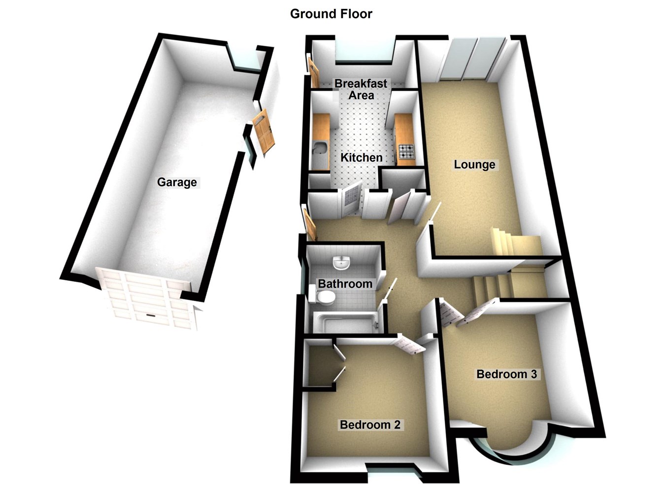 Meriton Road, Lutterworth LE17, 3 bedroom semidetached bungalow for