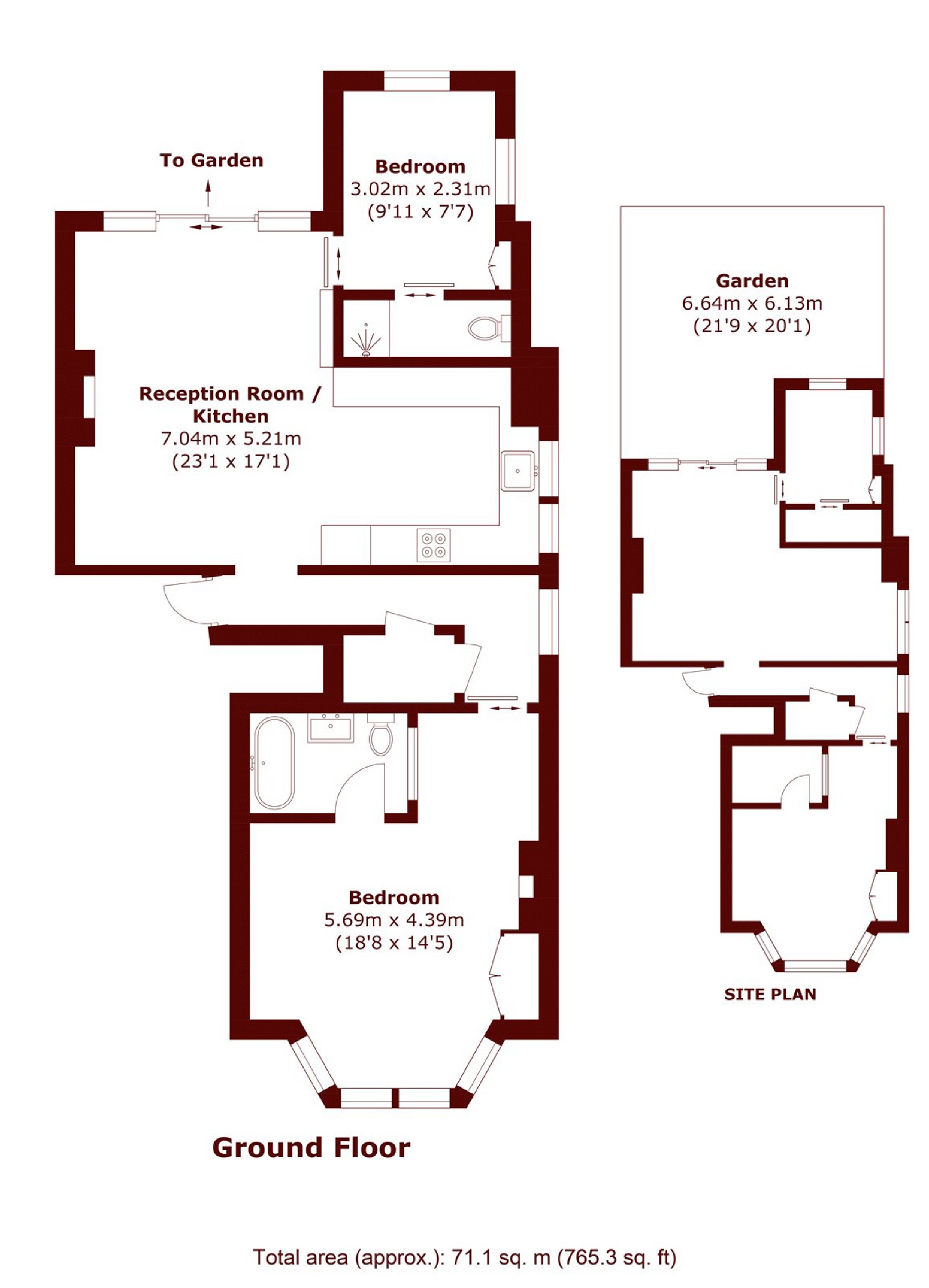 Flat 1, 427, Upper Richmond Road, London floorplan