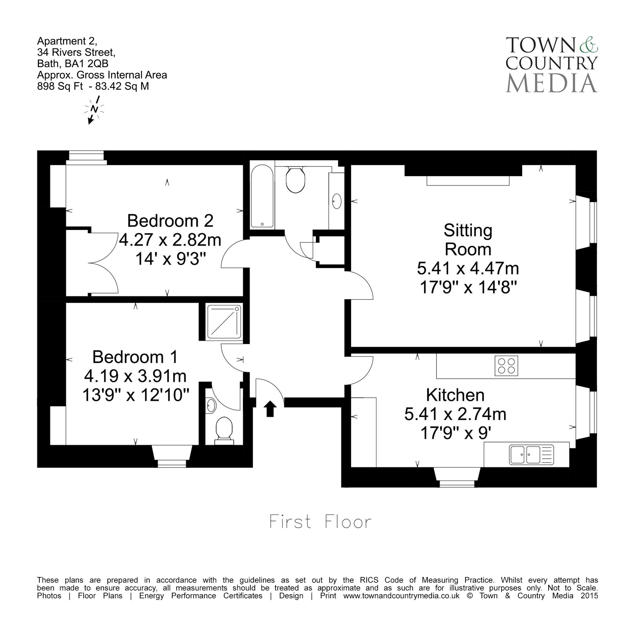 2 Bedrooms Flat to rent in Rivers Street, Bath BA1