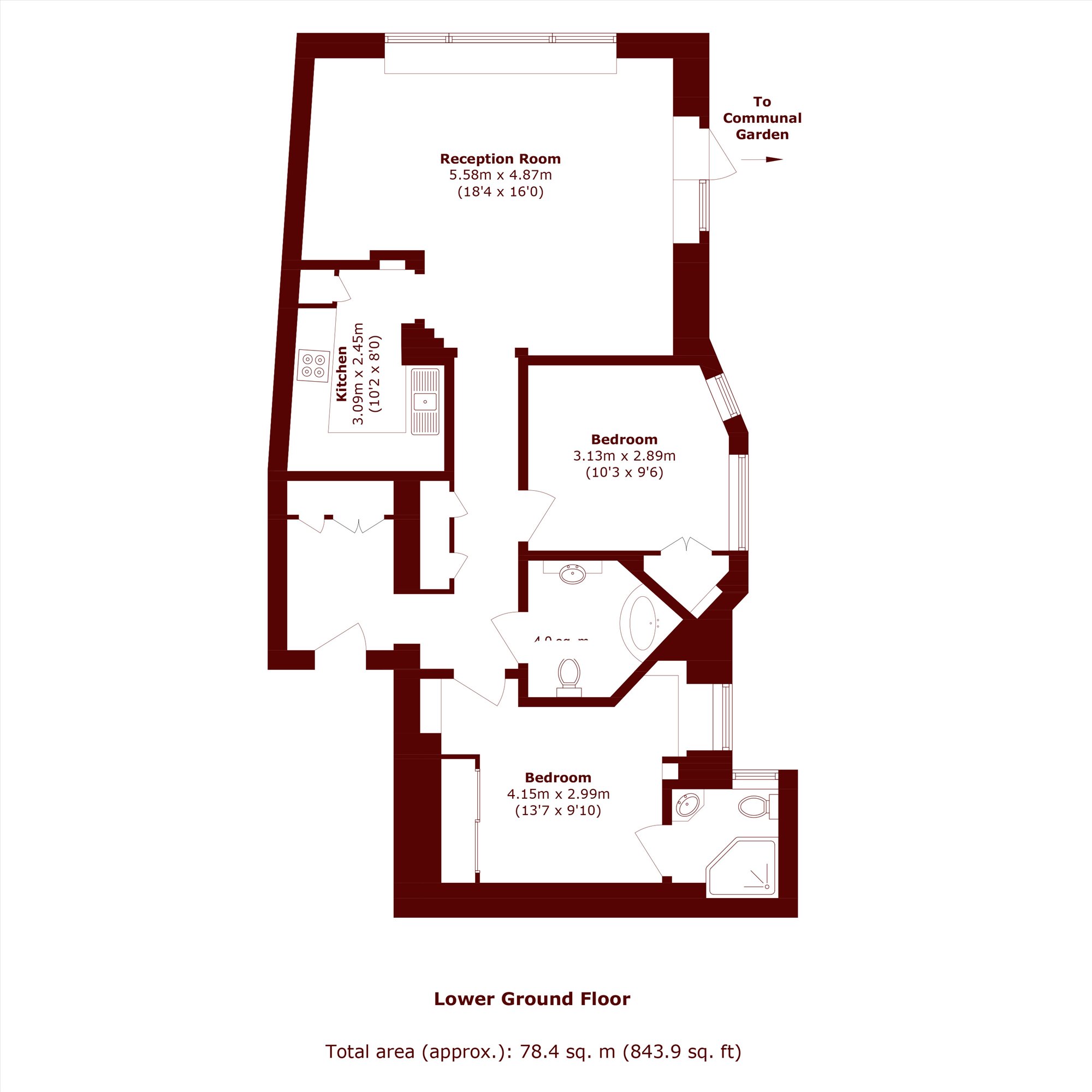 31C, Oakwood Court, London floorplan