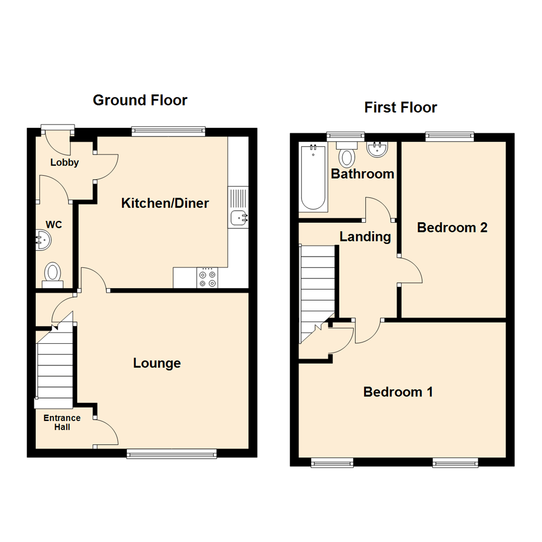 2 Bedrooms Terraced house for sale in Dale Crescent, Fernwood, Newark NG24