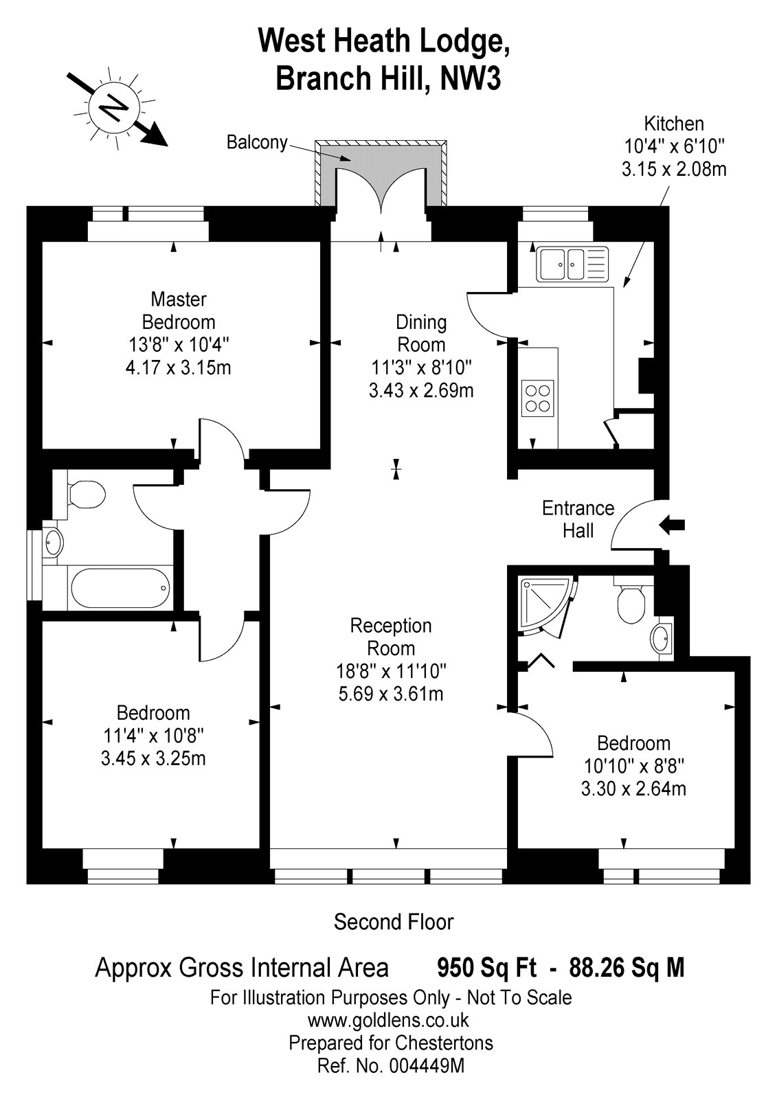 3 Bedrooms Flat to rent in West Heath Lodge, Branch Hill, London NW3