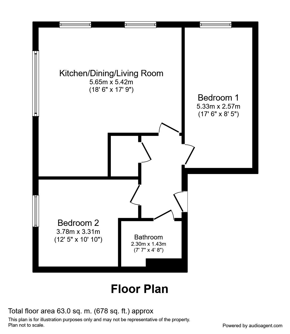 2 Bedrooms Flat to rent in Ducie Street, Manchester M1