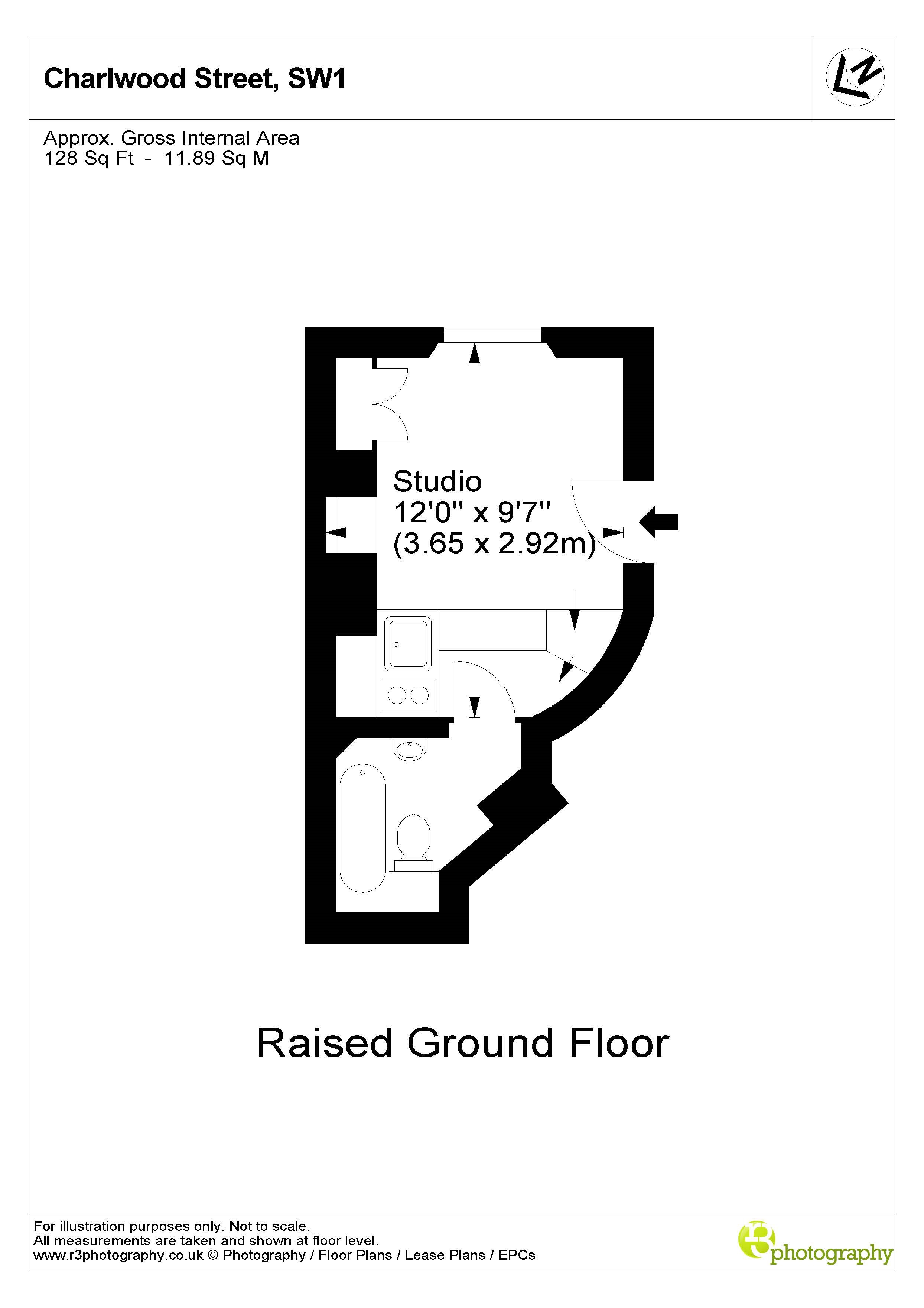 Studio Flat, 39, Charlwood Street, London floorplan