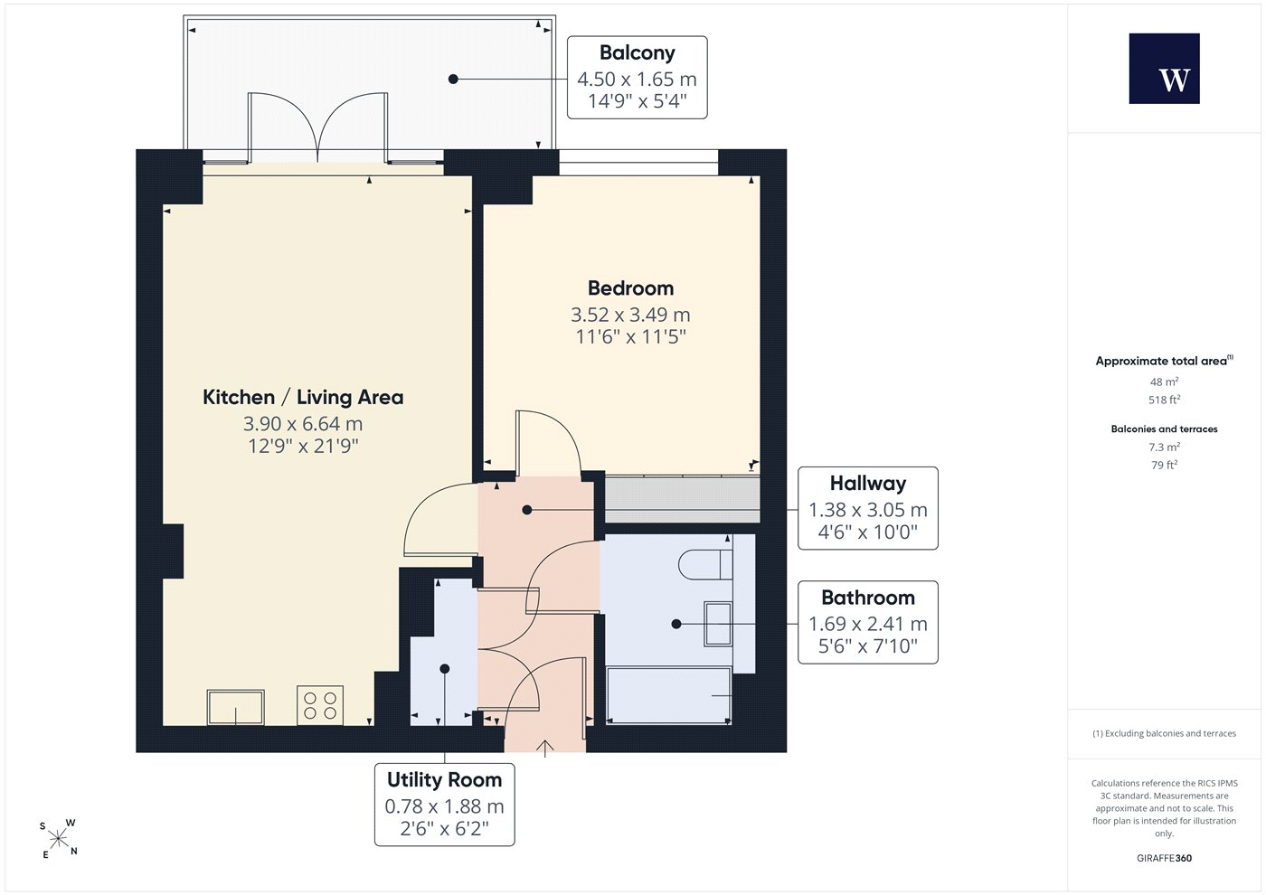 Apartment 3, 1, Gaumont Place, London floorplan