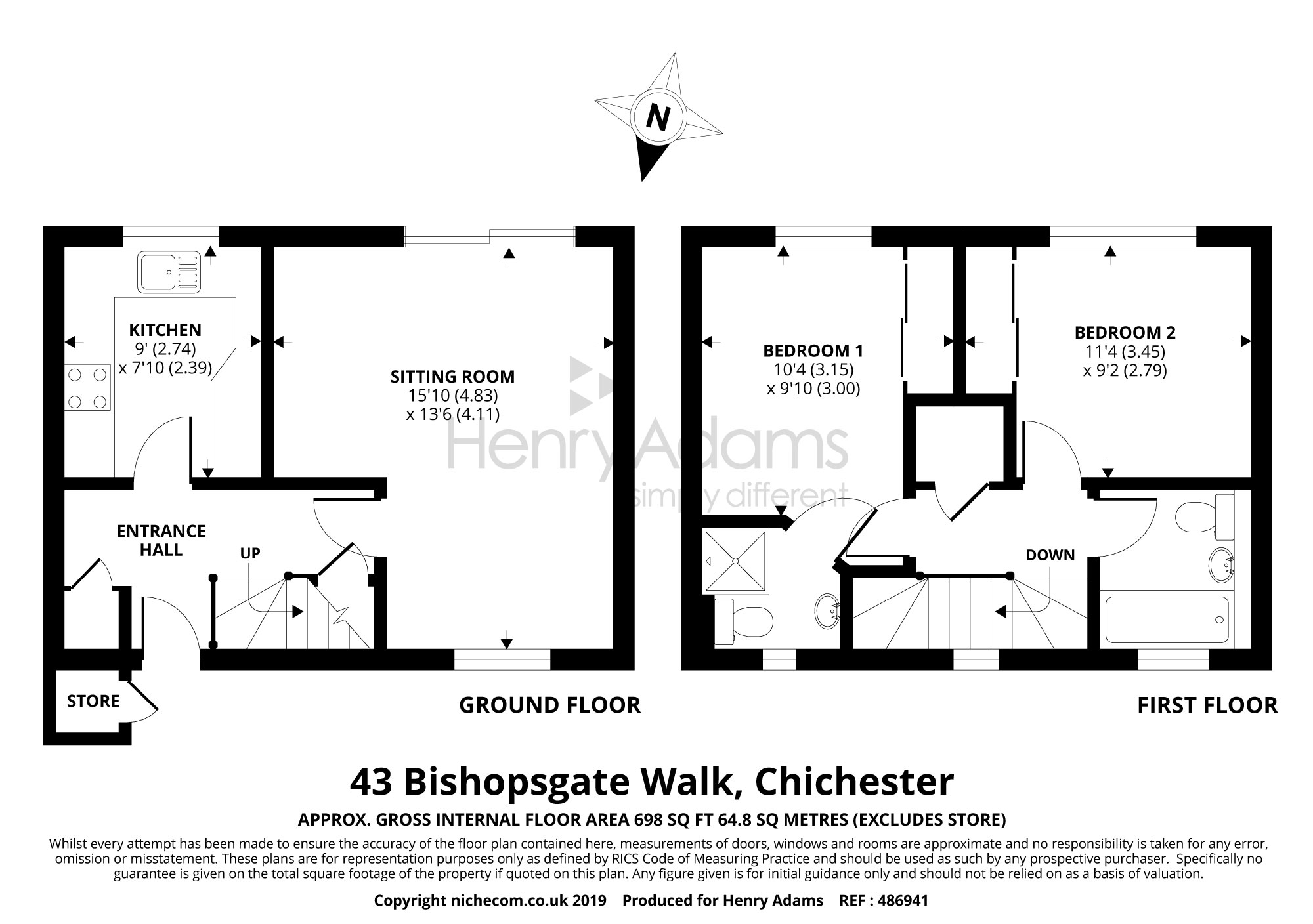 2 Bedrooms Terraced house for sale in Bishopsgate Walk, Spitalfield Lane, Chichester PO19