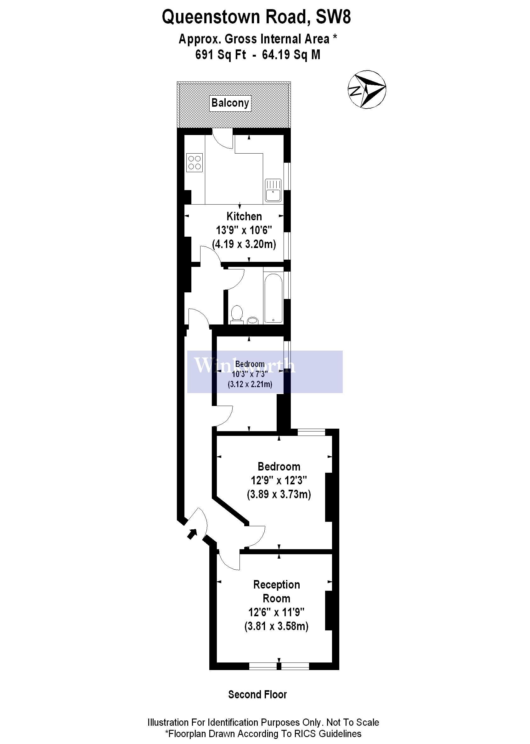 2 Bedrooms Flat to rent in Queenstown Road, London SW8