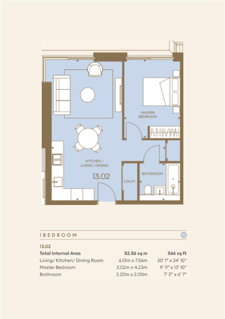 Apartment 1302, 16, Minories, London floorplan