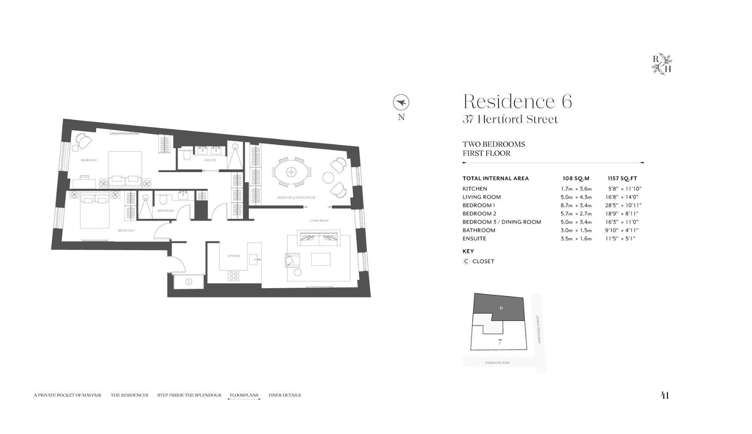 36 & 37 Hertford Street Residences, Mayfair, London floorplan