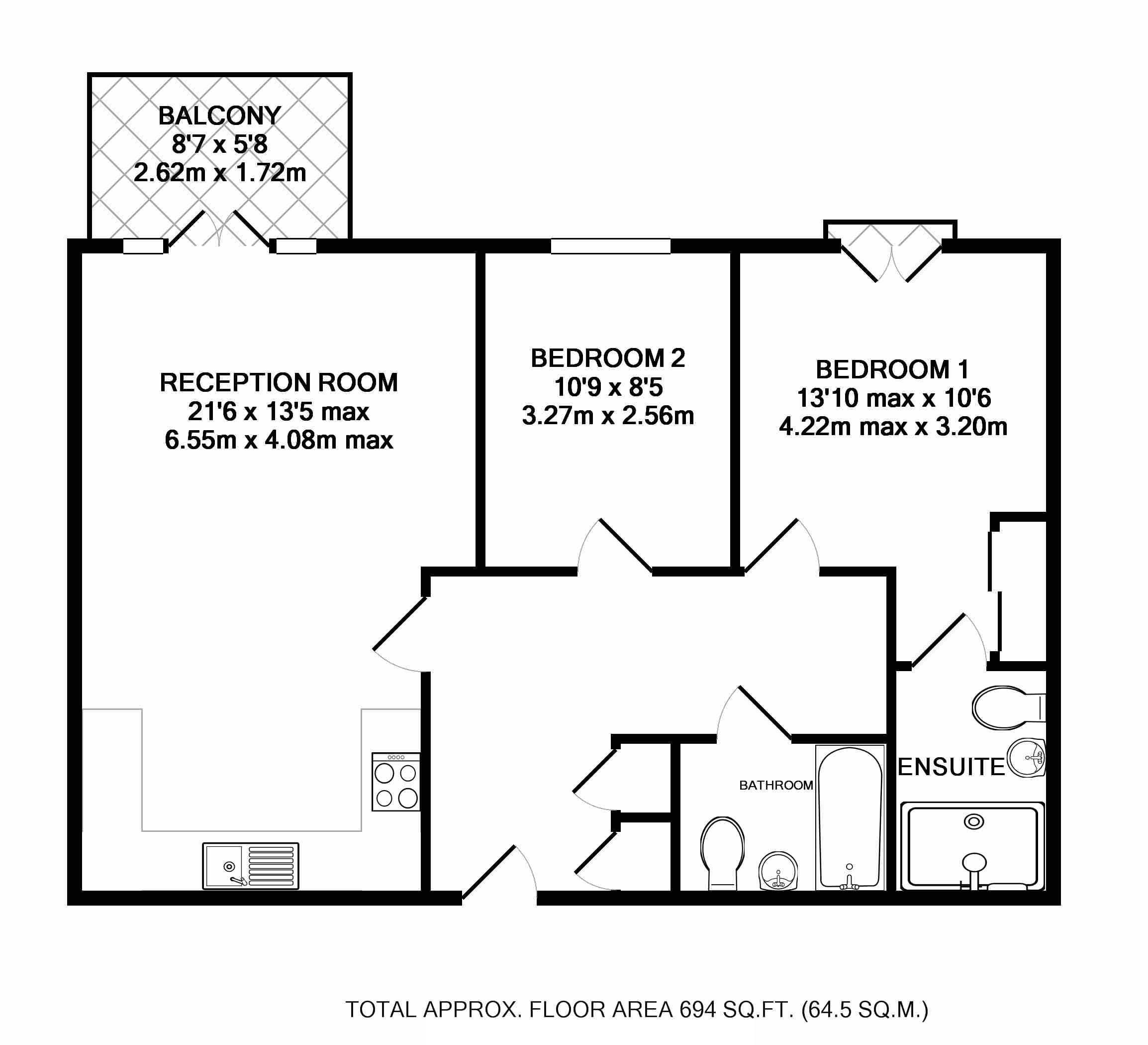 2 Bedrooms Flat for sale in Dyas Road, Sunbury-On-Thames TW16