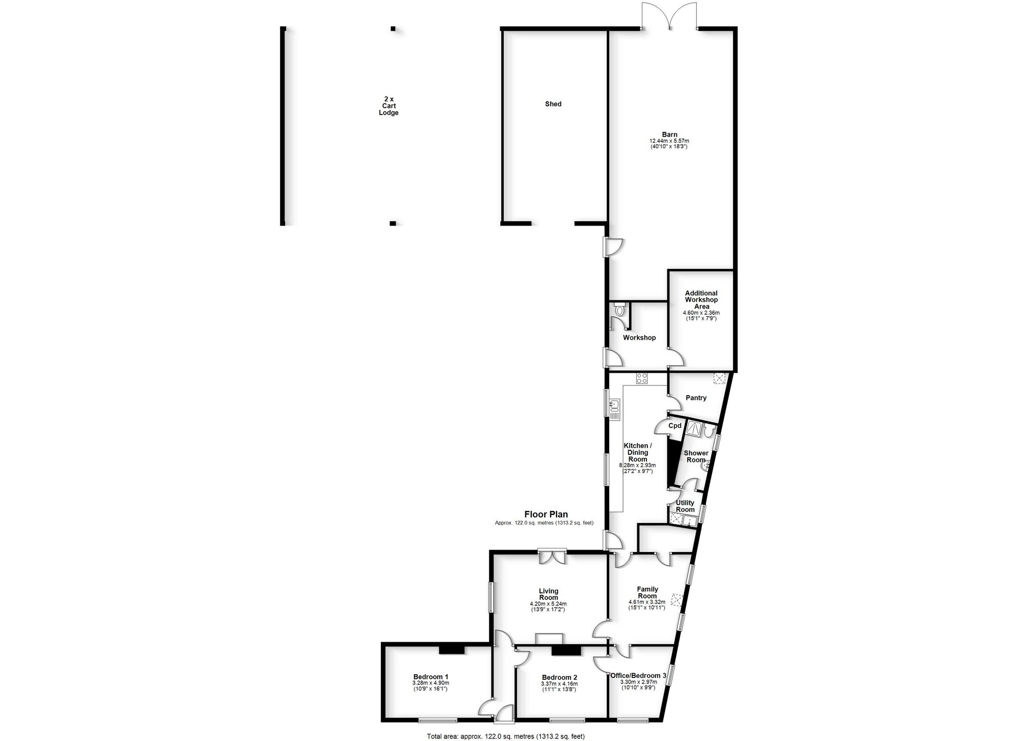 The Bungalow Overcote Road, Cambridge floorplan