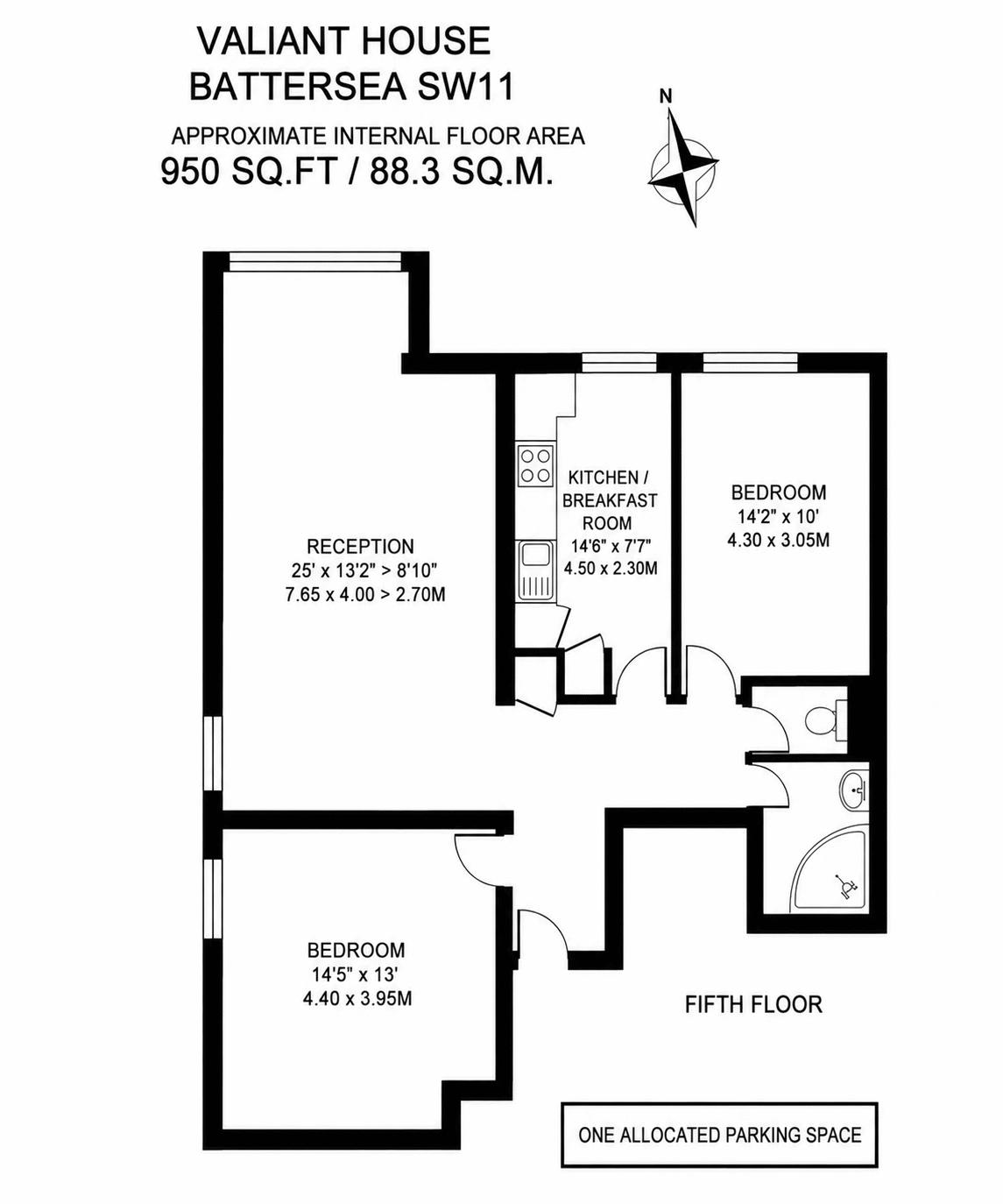 67 Valiant house, Vicarage Crescent, London floorplan