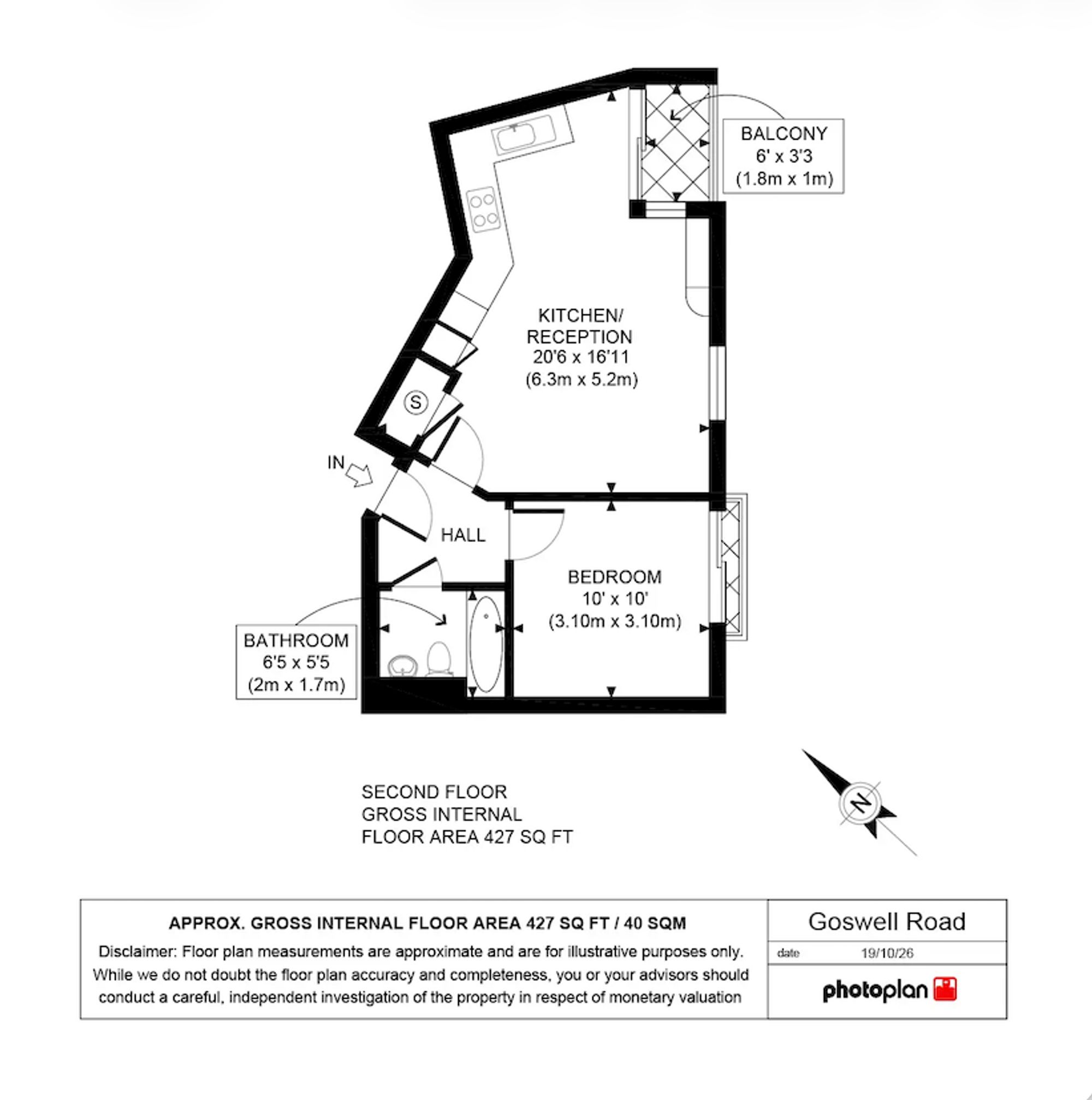 Flat 1, 351 Goswell Road, London floorplan