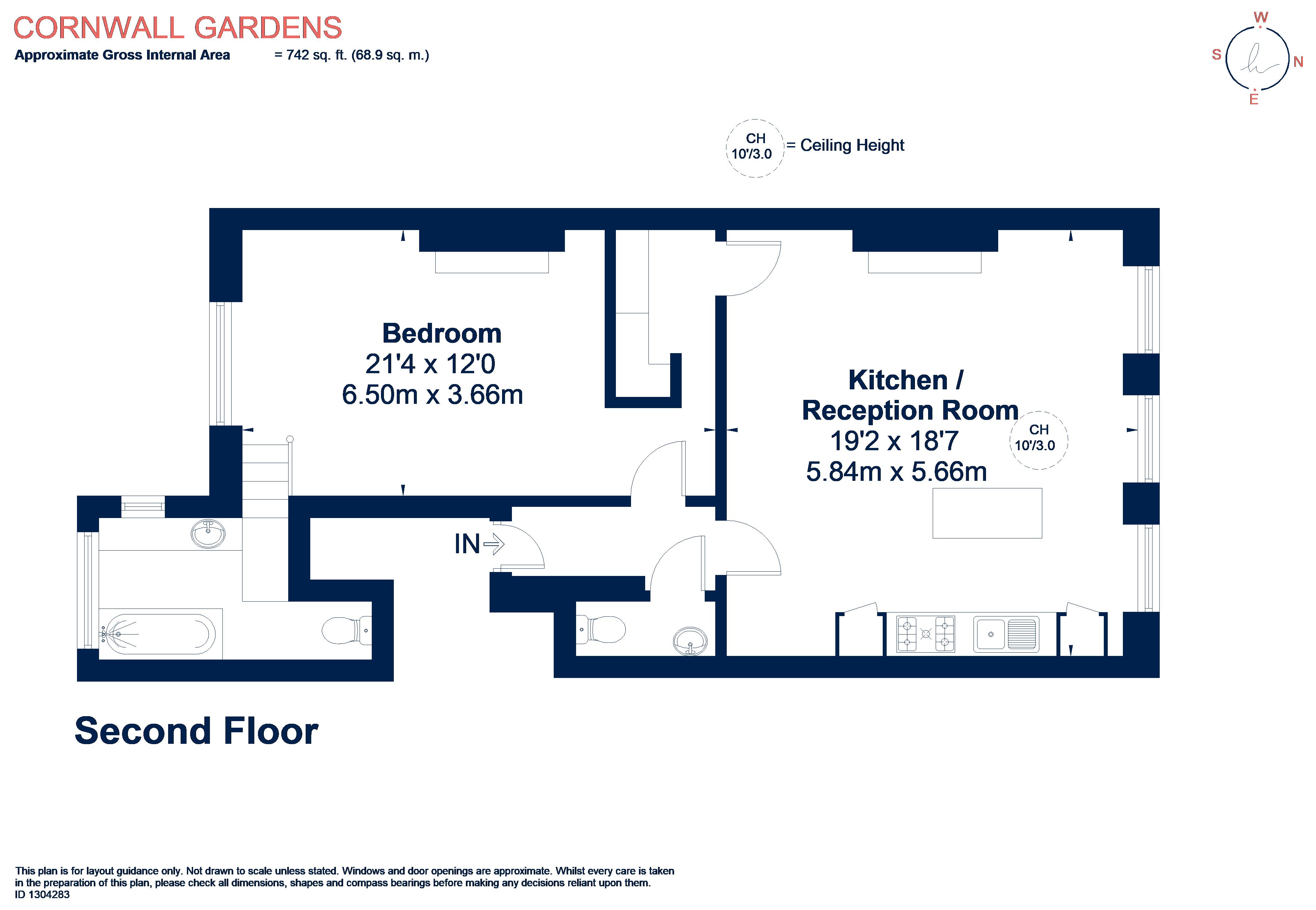 Flat 4, 89, Cornwall Gardens, London floorplan