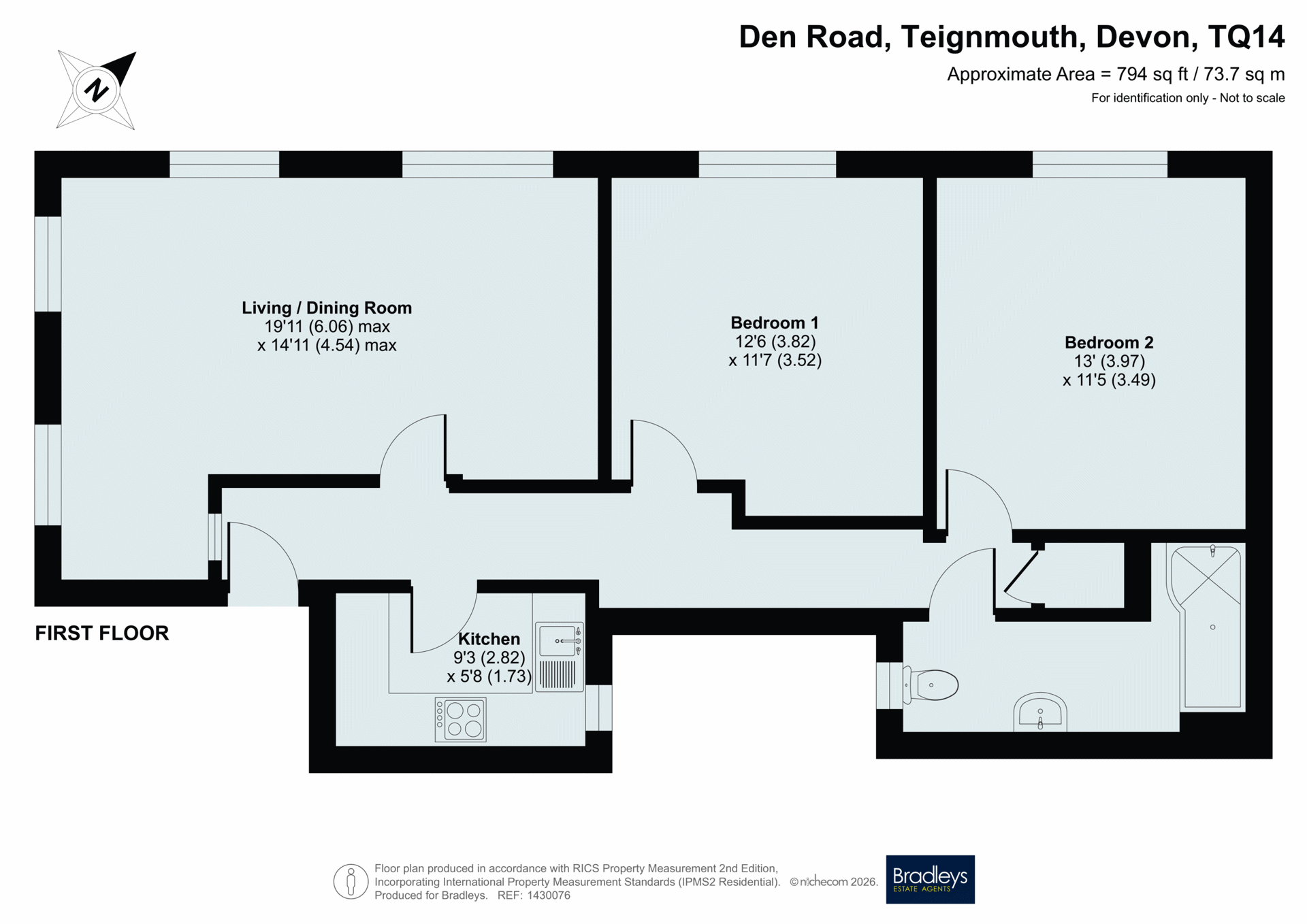 Flat 2, 6-8, Den Road, Devon floorplan