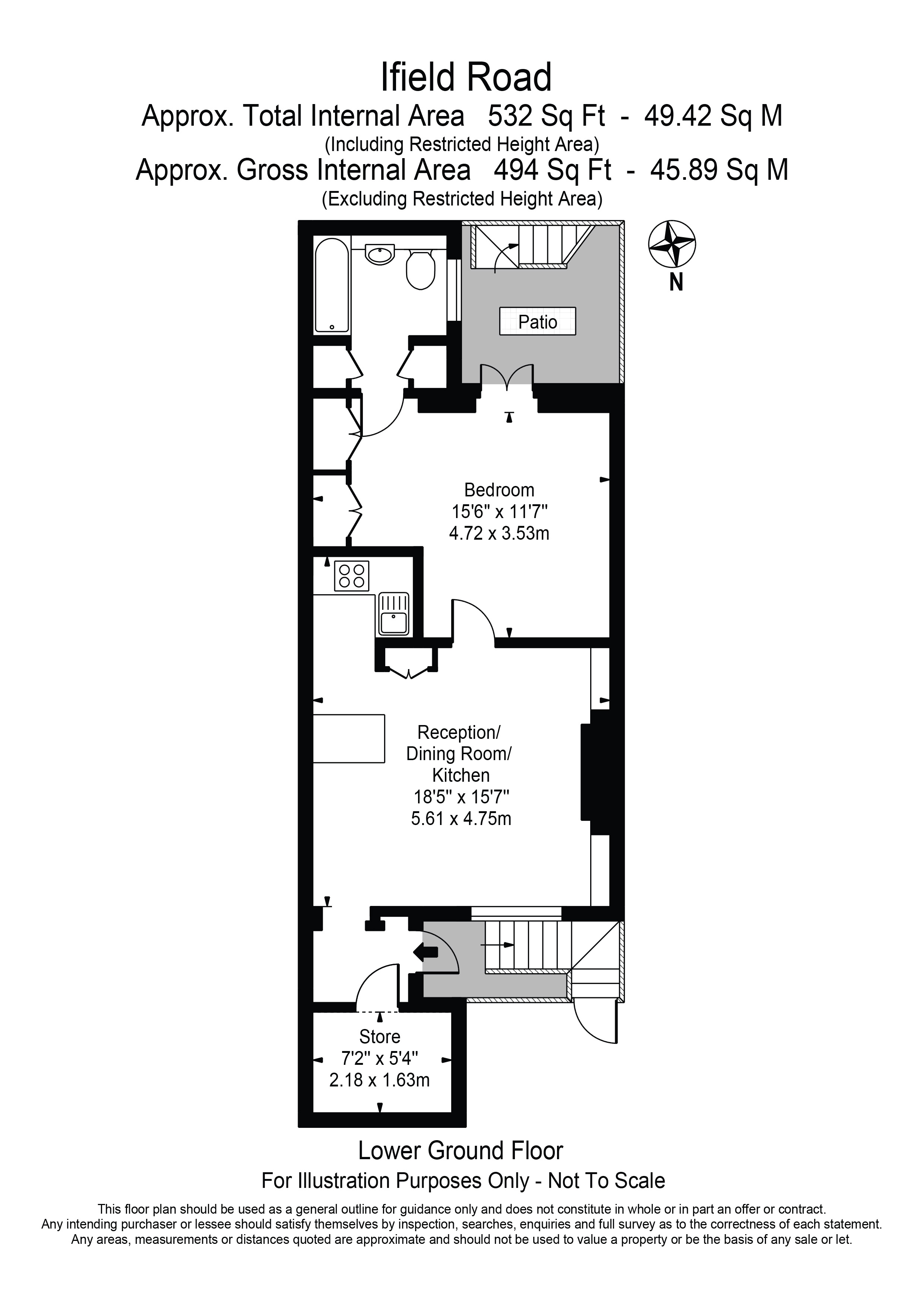 (Basement Flat), 52A, Ifield Road, London floorplan
