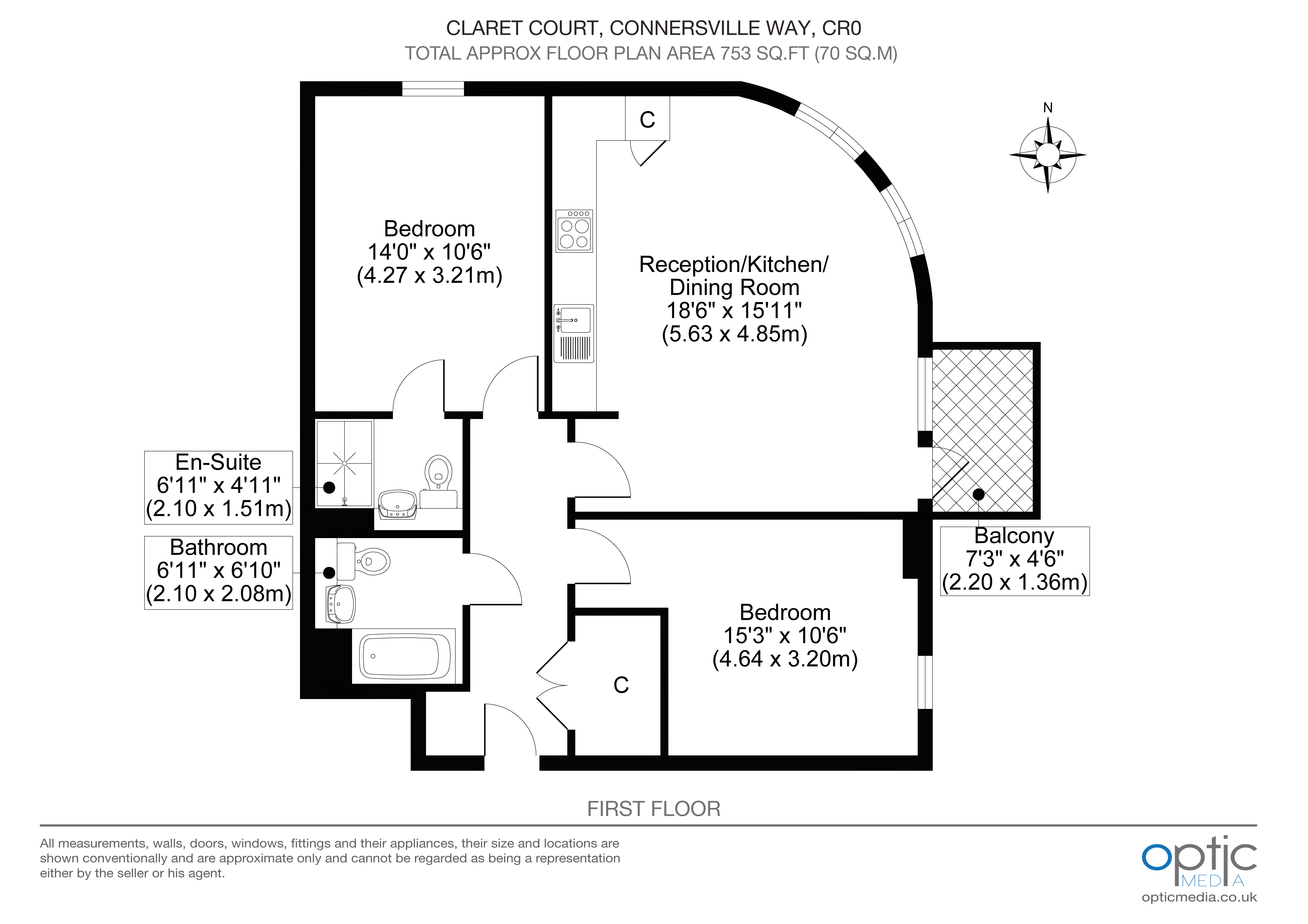 20, Claret Court, Croydon floorplan