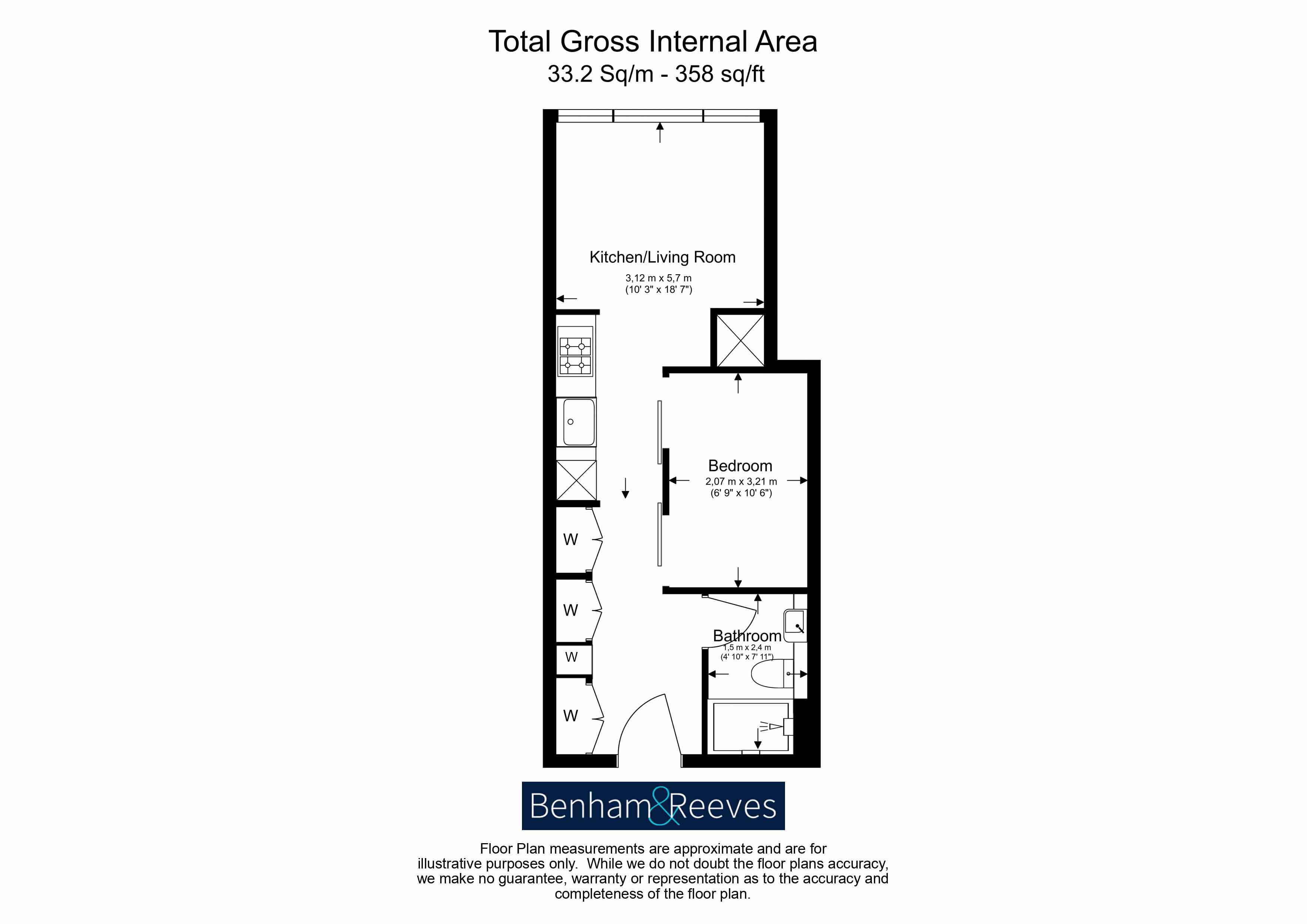 Flat 1313, Wem Tower, 1, Harrow Road, Wembley floorplan