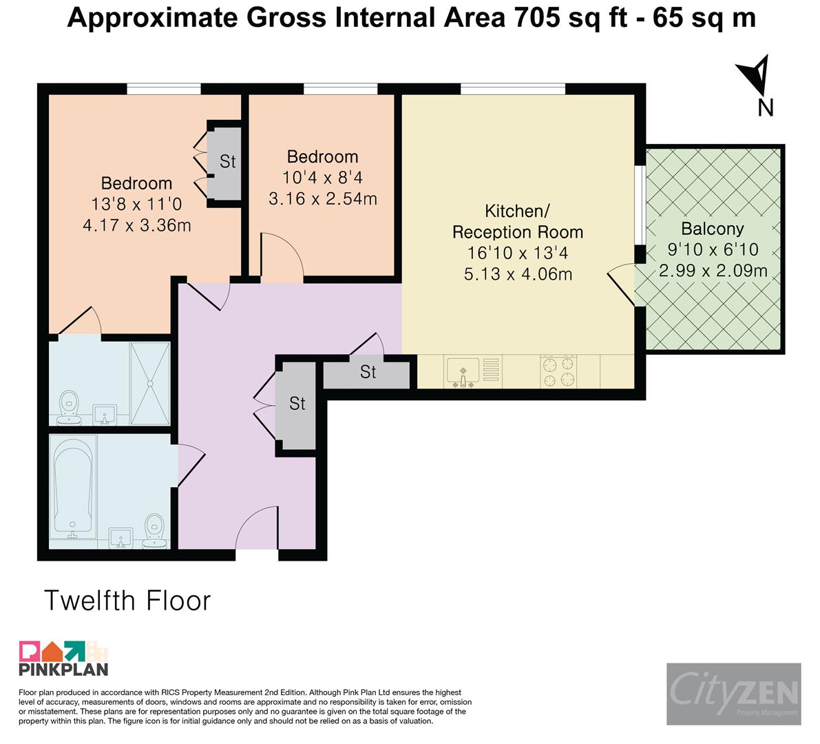 1201, Edgewater Building, 49 Fulton Road, Wembley floorplan