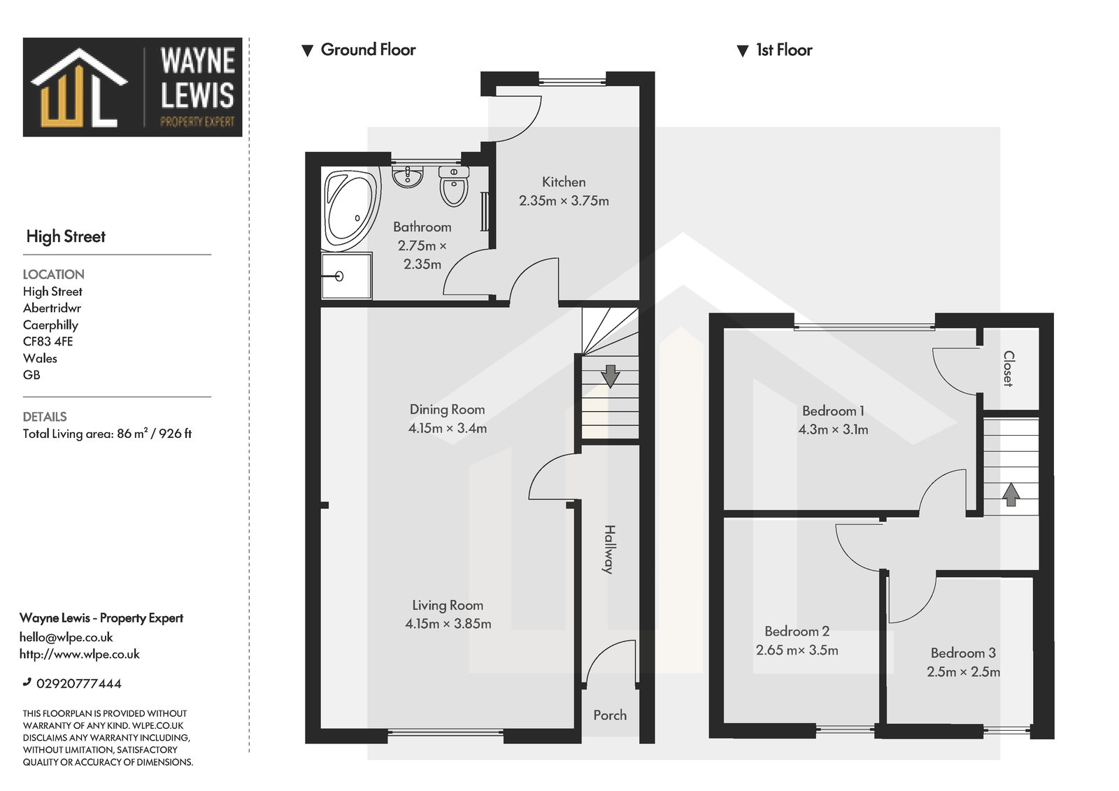 100, High Street, Caerphilly floorplan