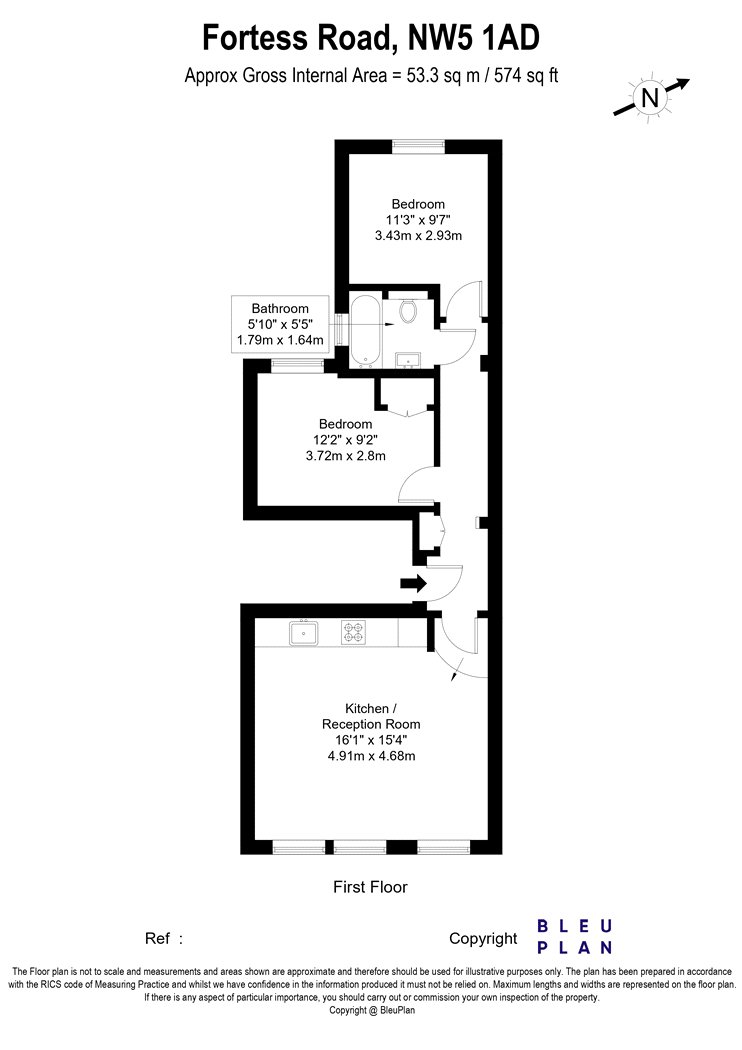 2, 55, Fortess Road, London floorplan
