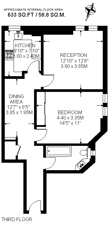Flat 19A,, Prince of Wales Mansions, London floorplan