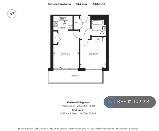 Flat  Refinery House, Tandy Place, London floorplan