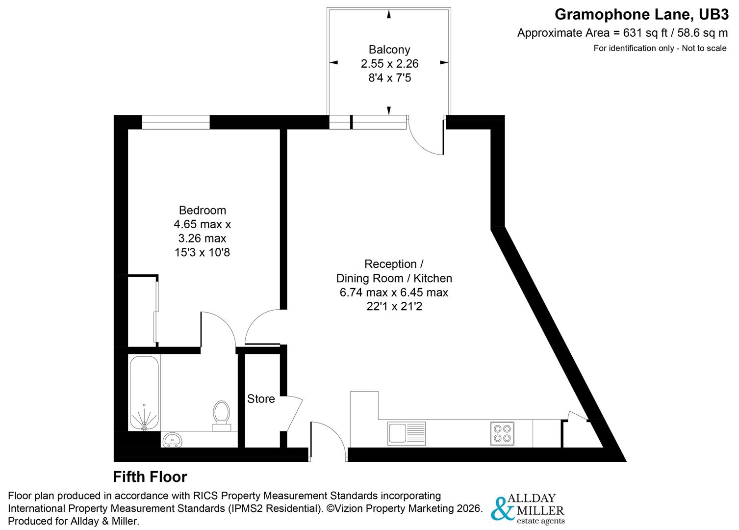 Flat 48, Block A, 7 Gramophone Lane, Hayes floorplan