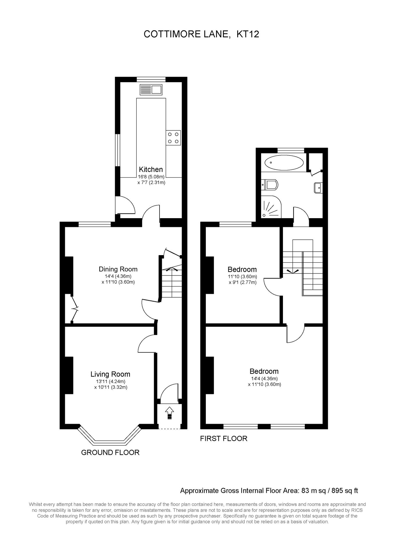 56, Cottimore Lane, Walton-on-Thames floorplan