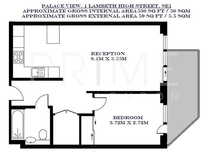 44, Palace View, 1 Lambeth High Street floorplan