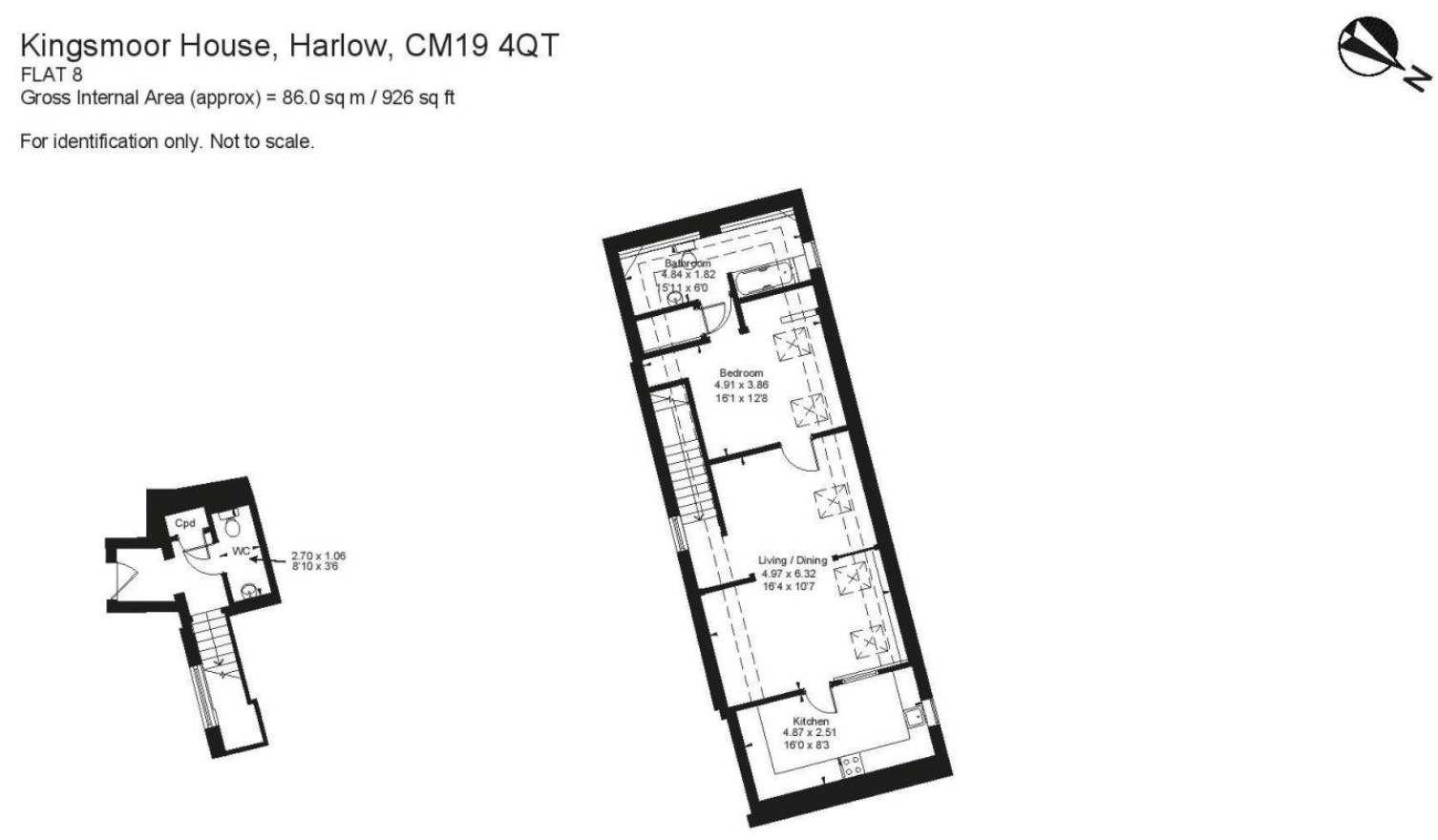 Apartment 8, Kingsmoor House, Paringdon Road, Harlow floorplan