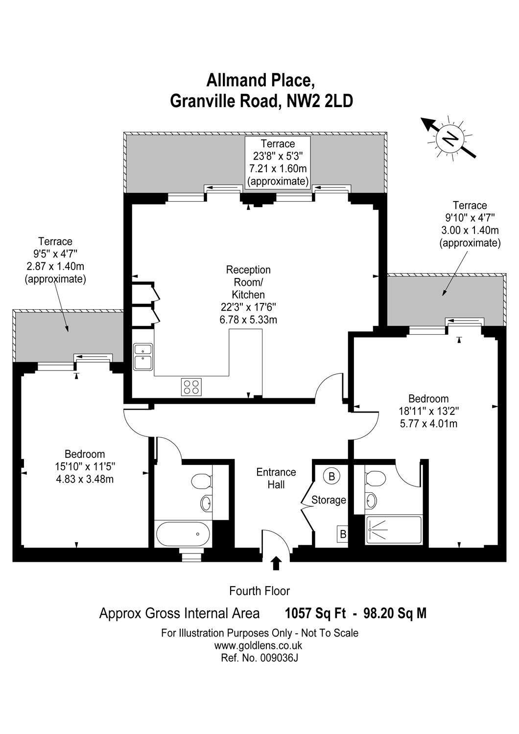 2 Bedrooms Flat to rent in Granville Road, Childs Hill, London NW2