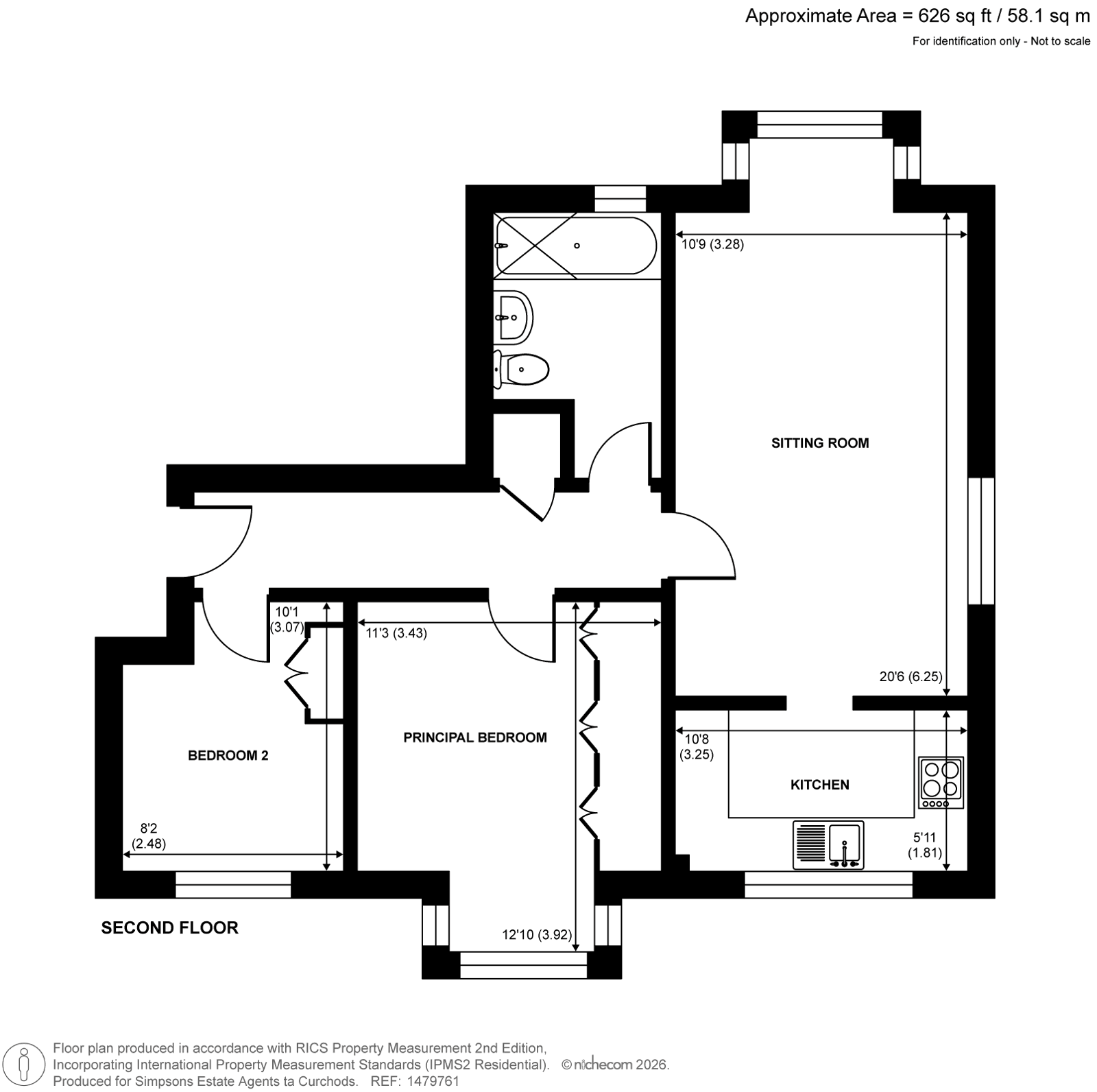 Flat 9, Glenlyon Court, 26, Castle Road, Weybridge floorplan