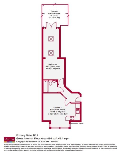 Flat 1 Pottery Gate, 2, Warwick Road, London floorplan