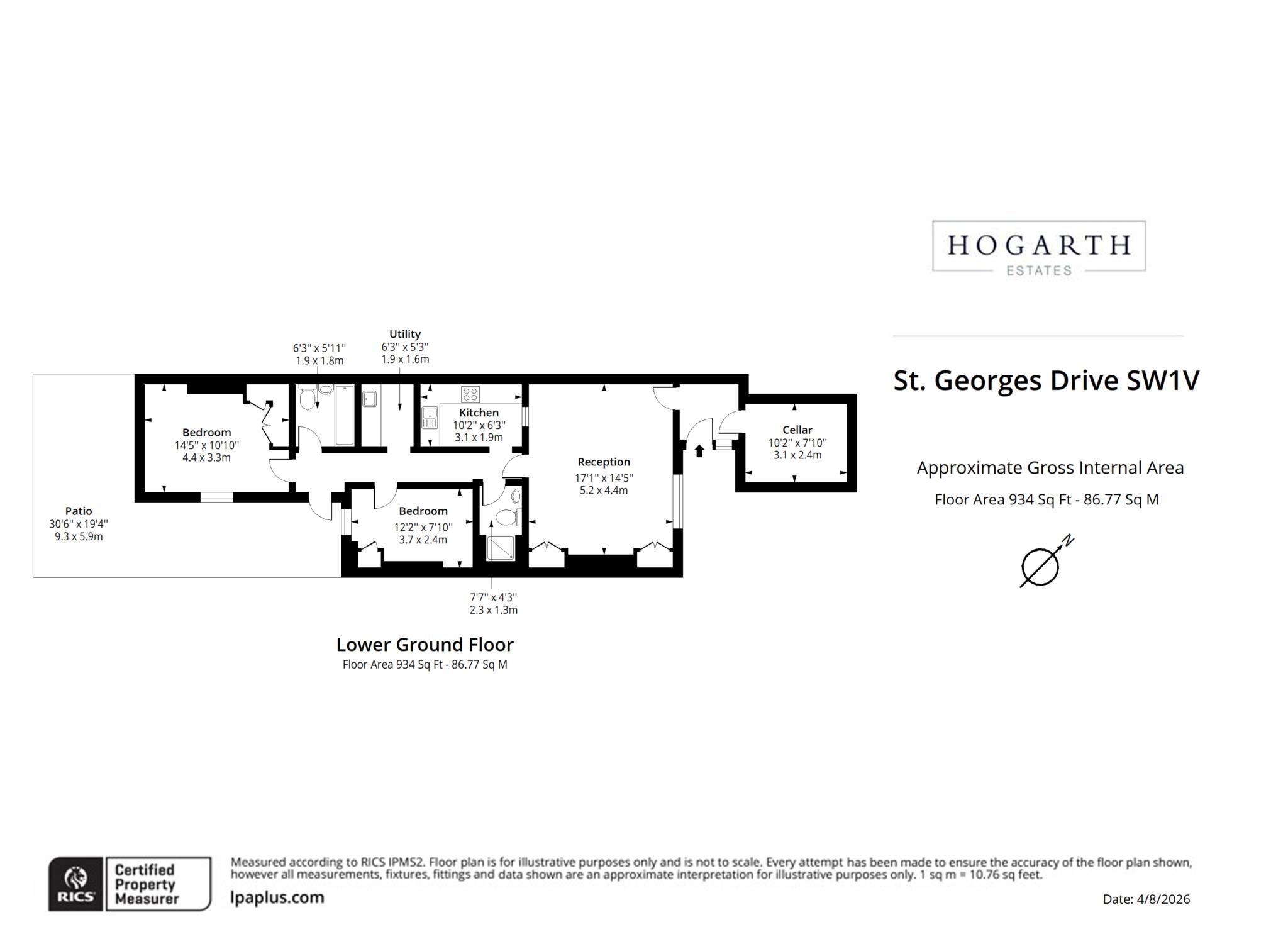 Basement Flat, St George`s Drive, London floorplan