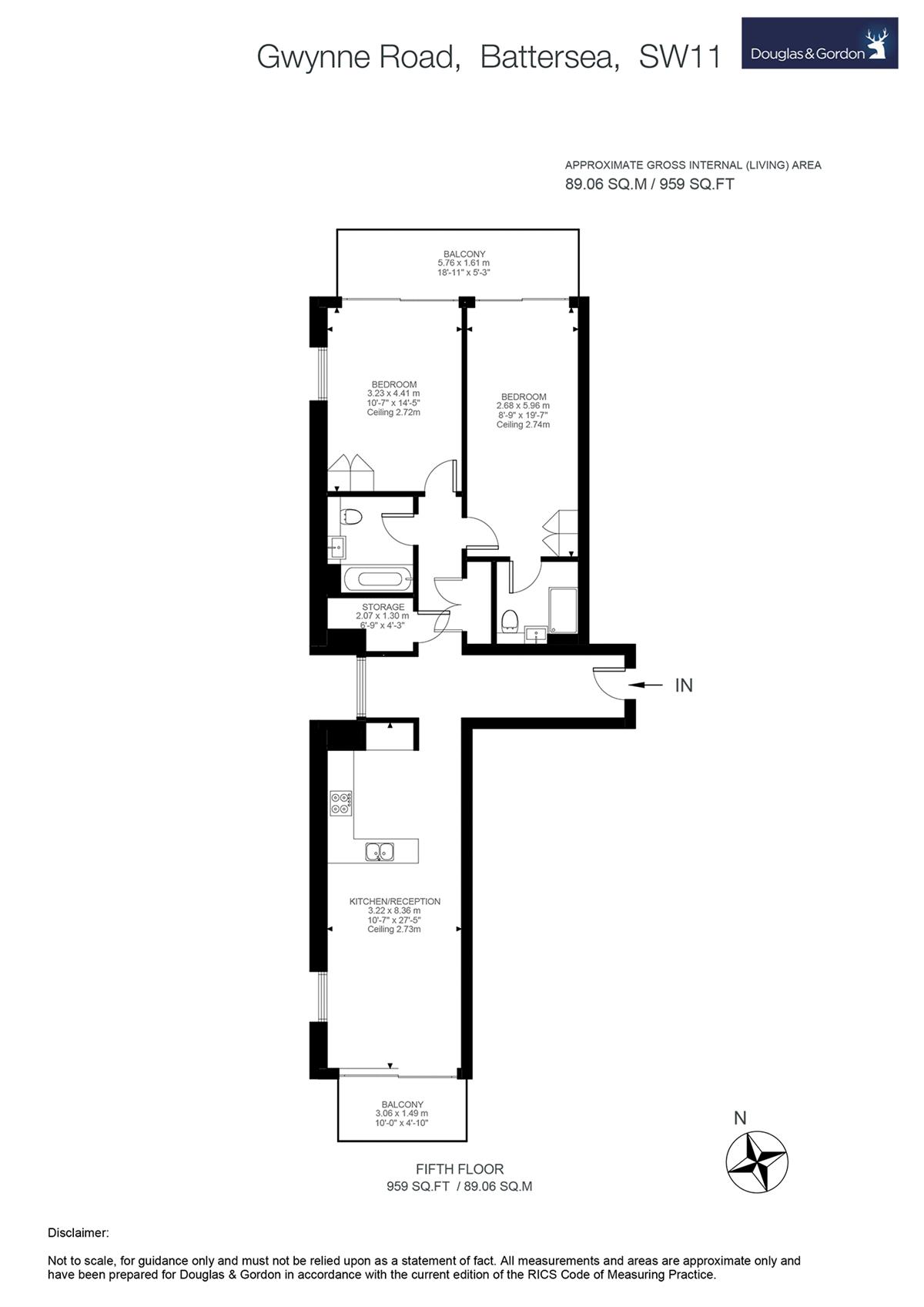 2 Bedrooms Flat to rent in Gwynne Road, London SW11