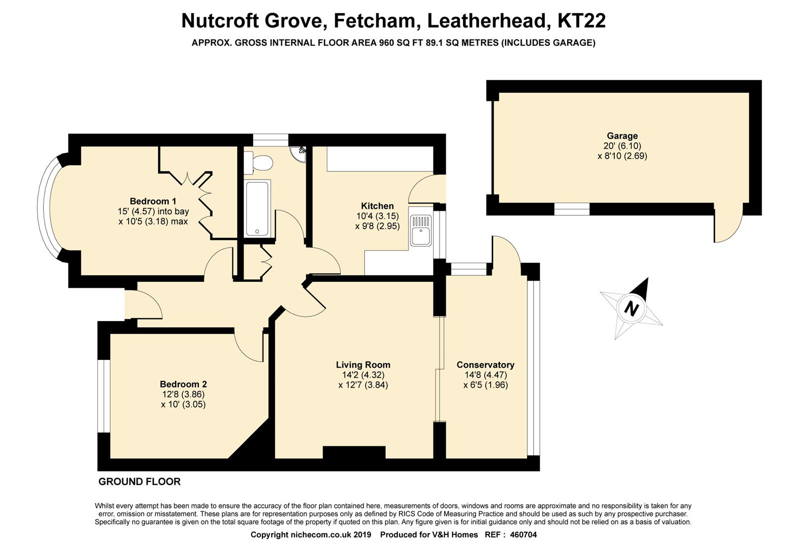 2 Bedrooms Semi-detached bungalow for sale in Nutcroft Grove, Fetcham, Leatherhead KT22