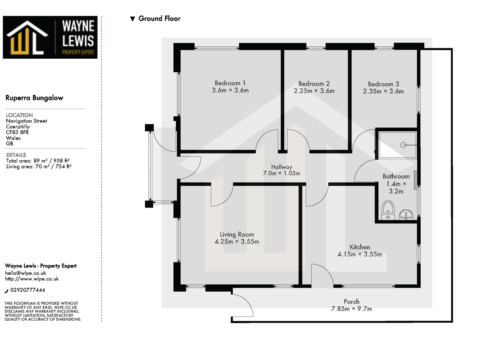 Ruperra Bungalow, Navigation Street, Caerphilly floorplan