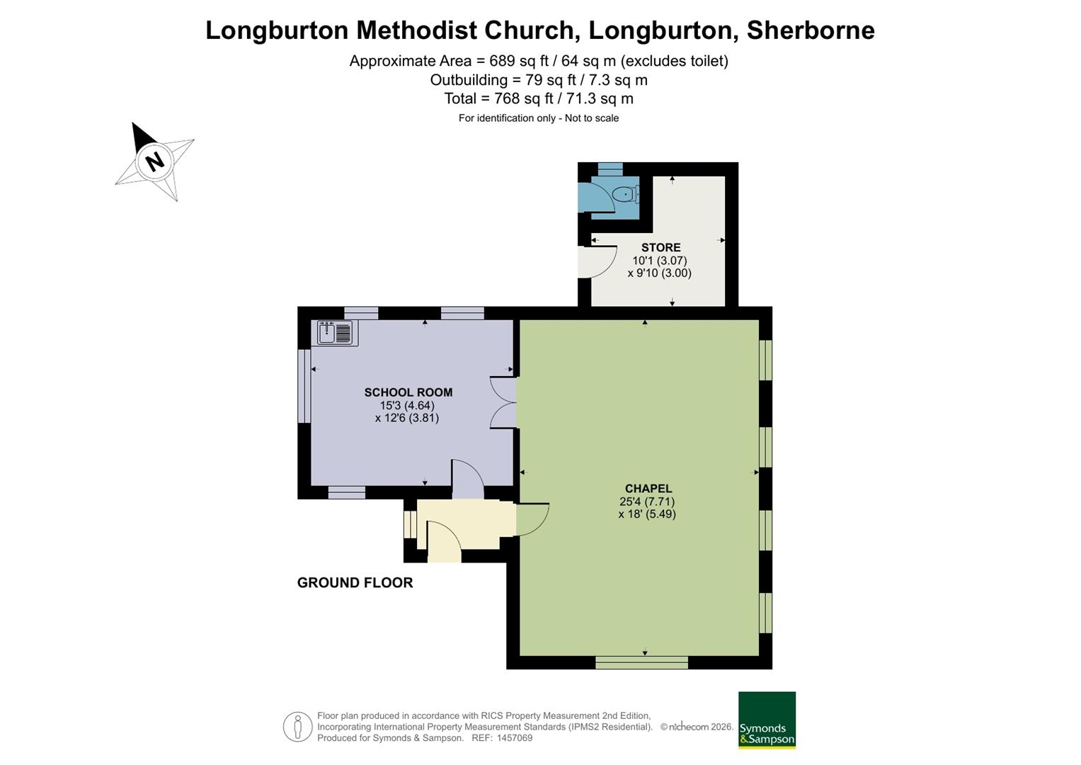 Longburton Methodist Church, Street Lane, Longburton floorplan