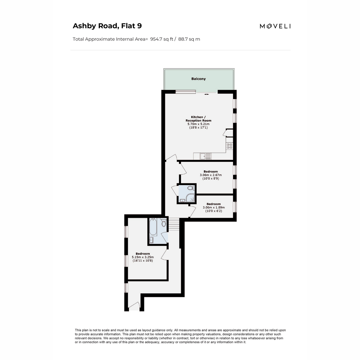 Flat Flat 9, 1-3, Ashby Road, London floorplan