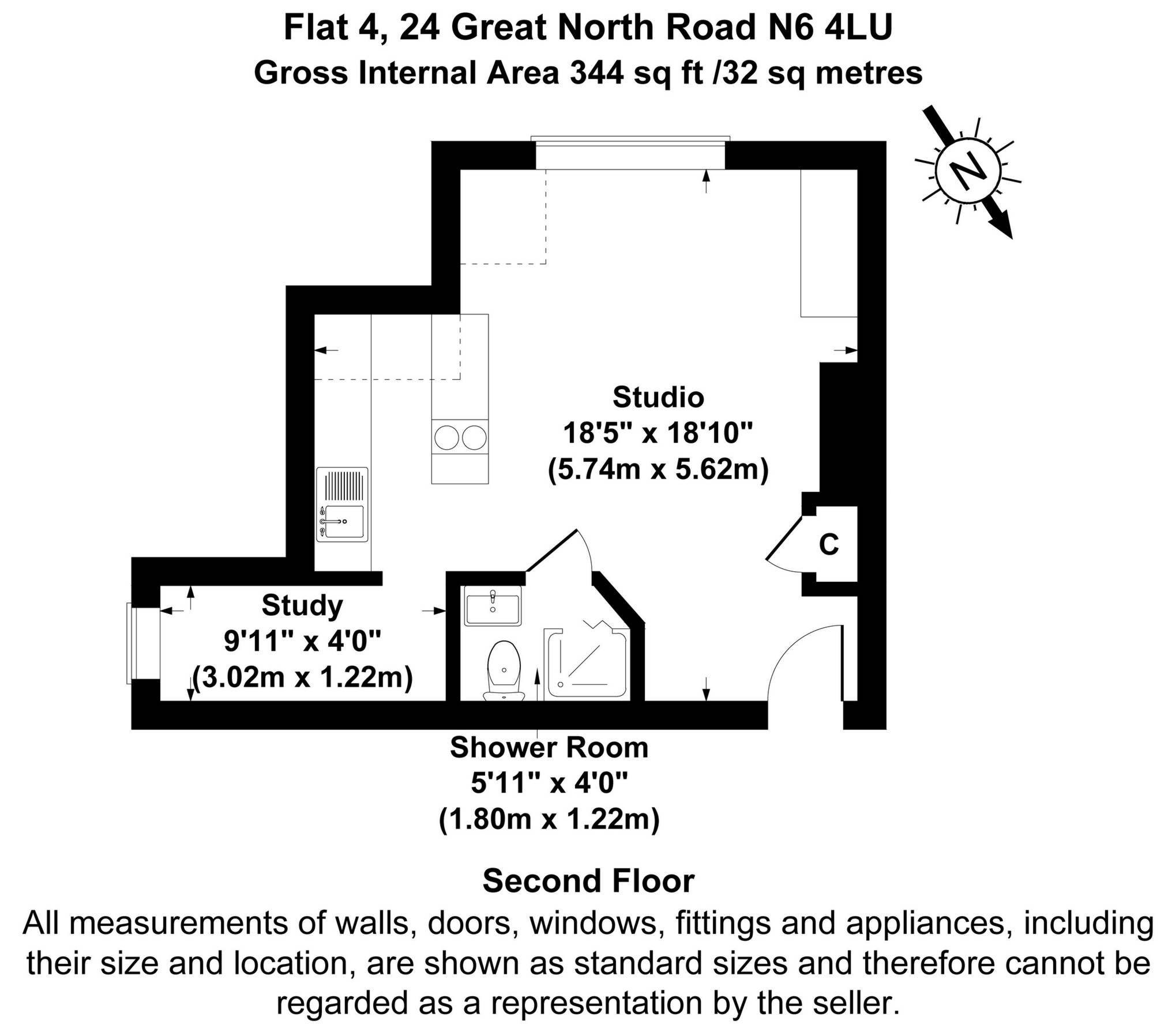 Flat 4 Top 24, Great North Road, London floorplan