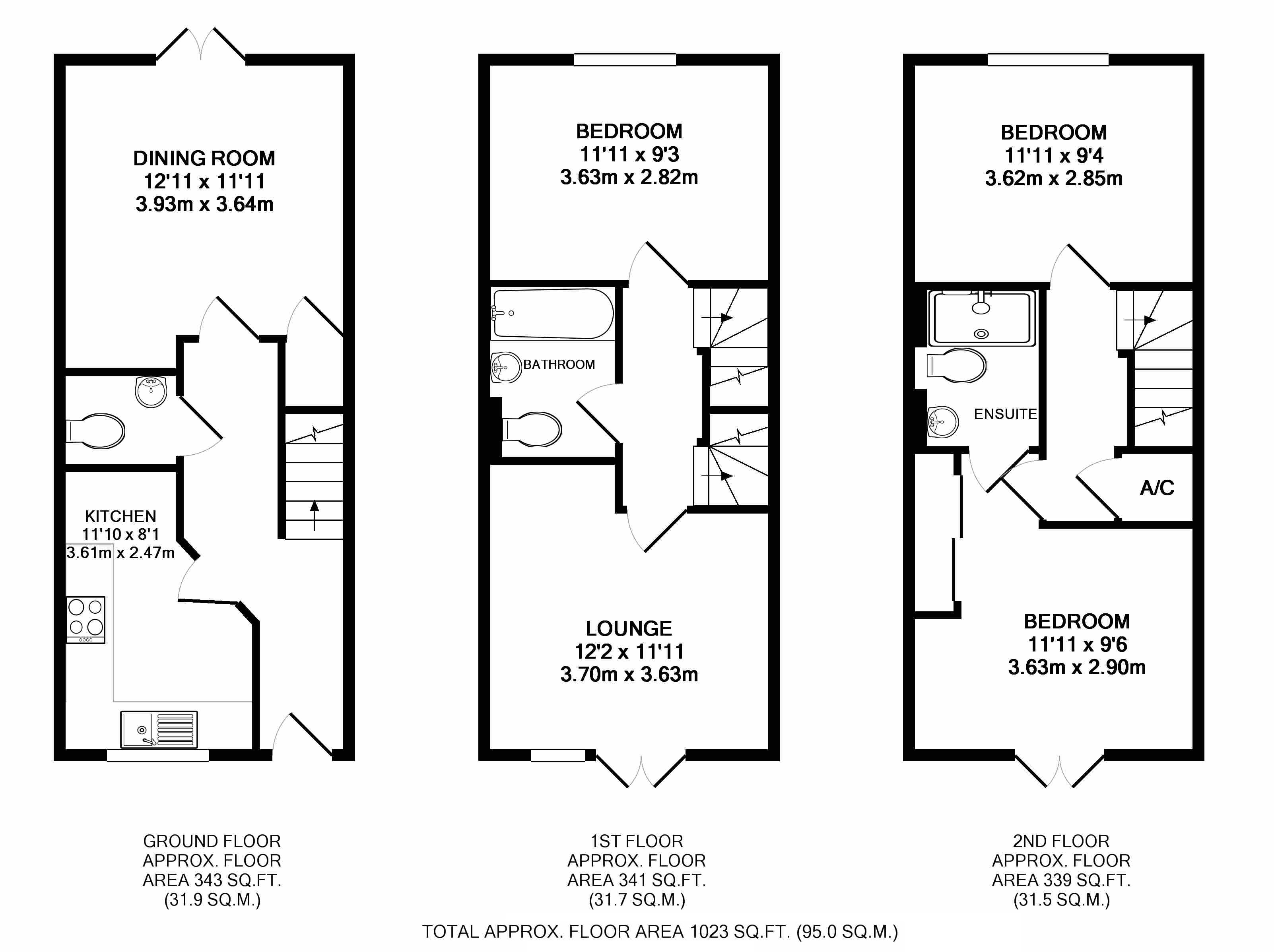 3 Bedrooms Terraced house for sale in The Lakes, Larkfield, Aylesford ME20
