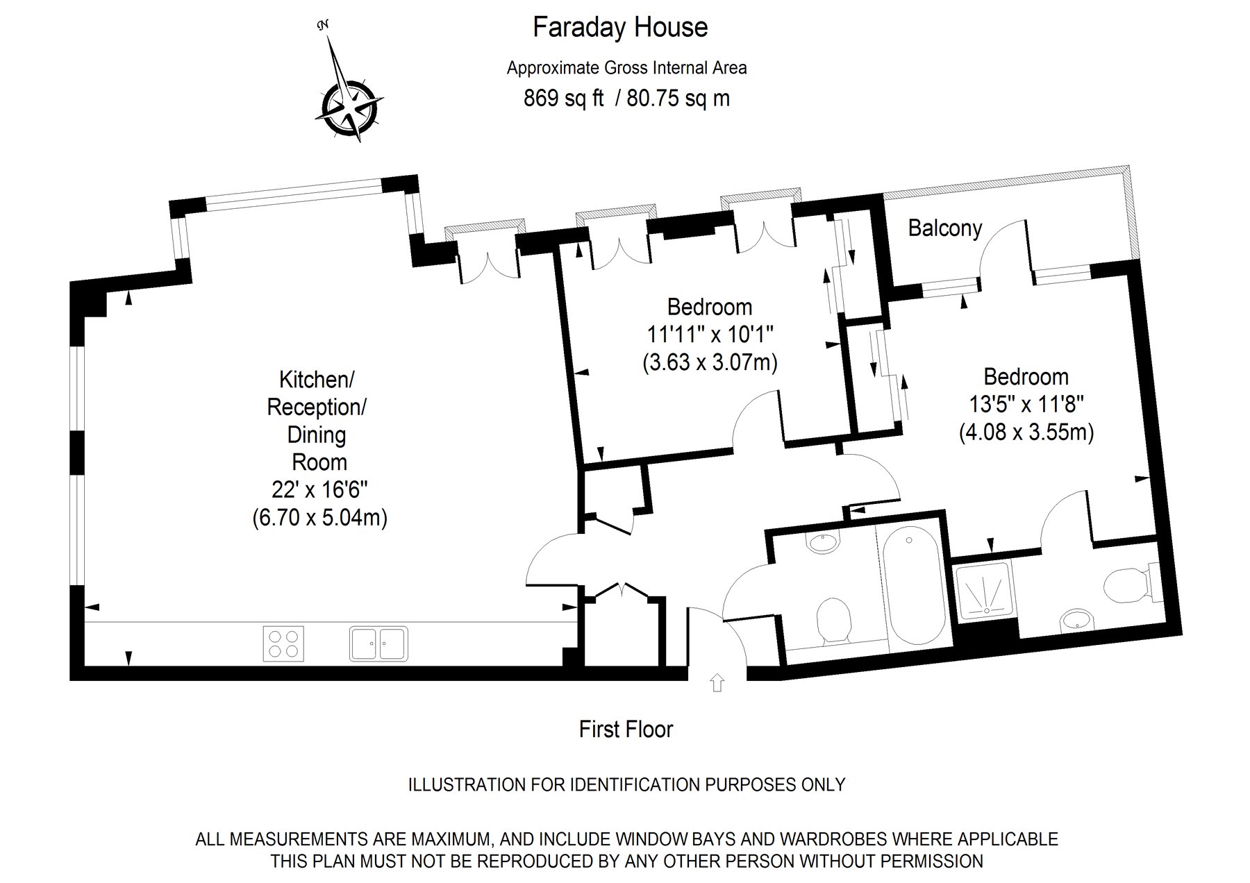 (SL) Flat 3, 39, Faraday Road, London floorplan